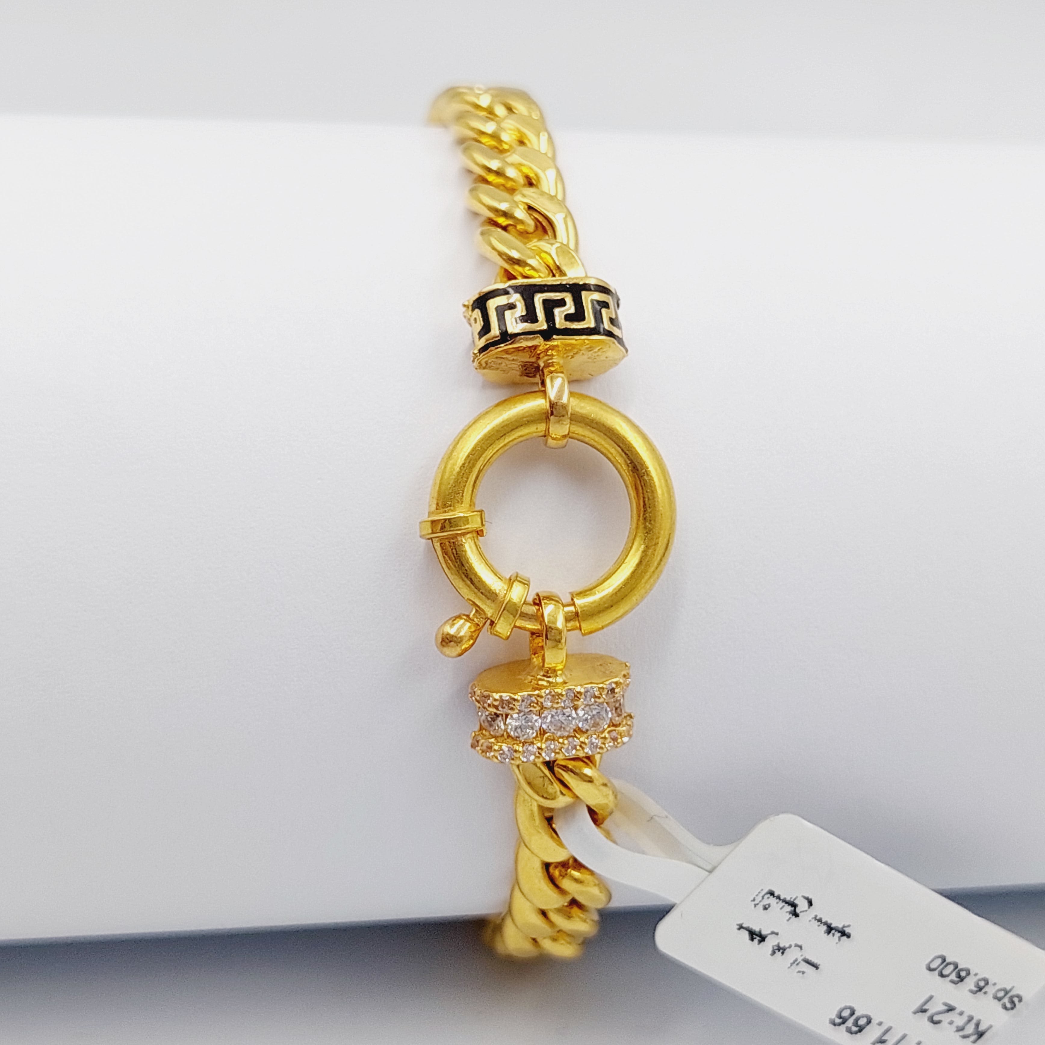 Enameled & Zircon Studded Cuban Link Bracelet for Men - Luxury Hip Hop Jewelry for Parties, Gifts & Everyday Wear