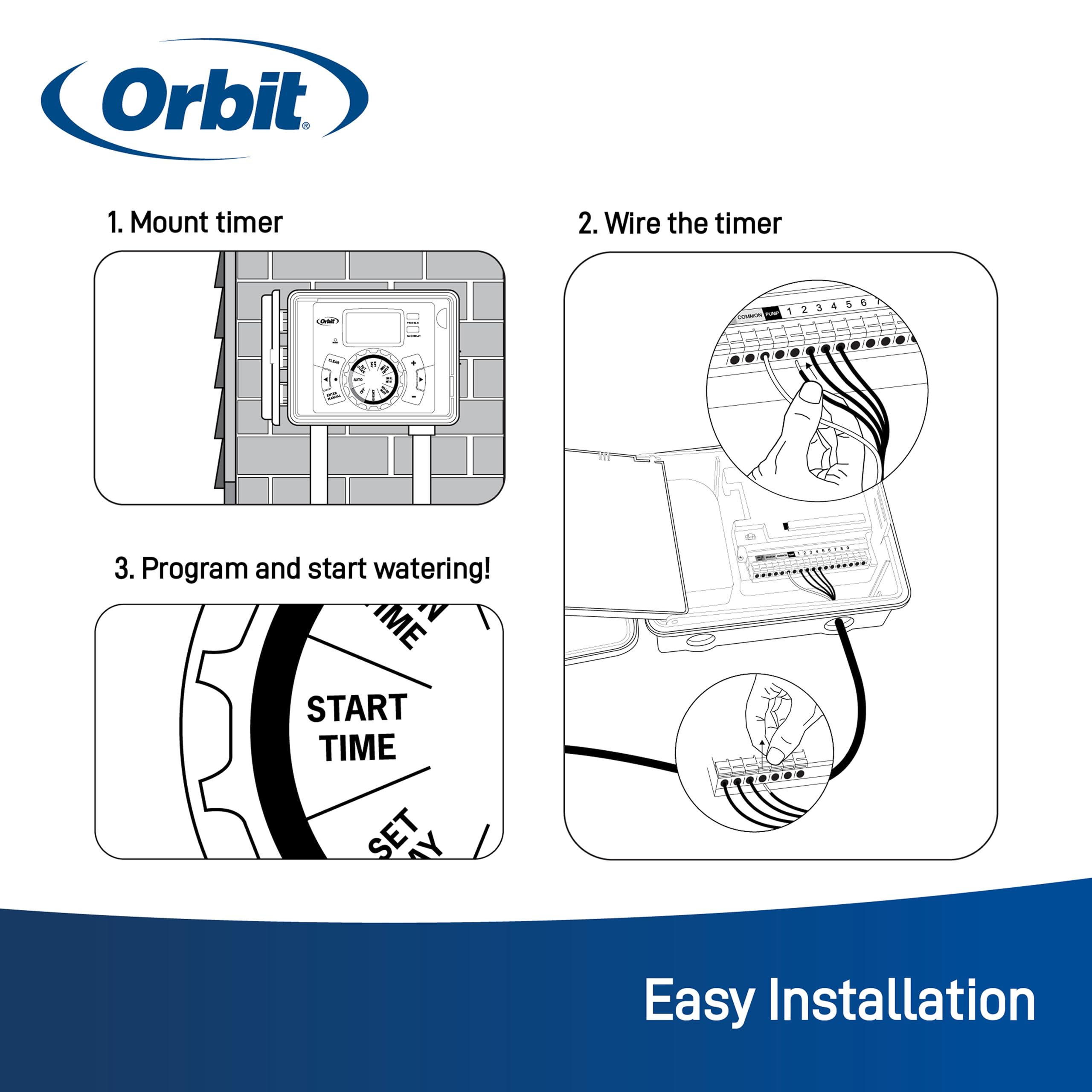 Orbit 27894 Easy-Set Logic 4-Station Indoor Outdoor Sprinkler Timer Controller - Automatic Watering System for Lawn Garden & Plants