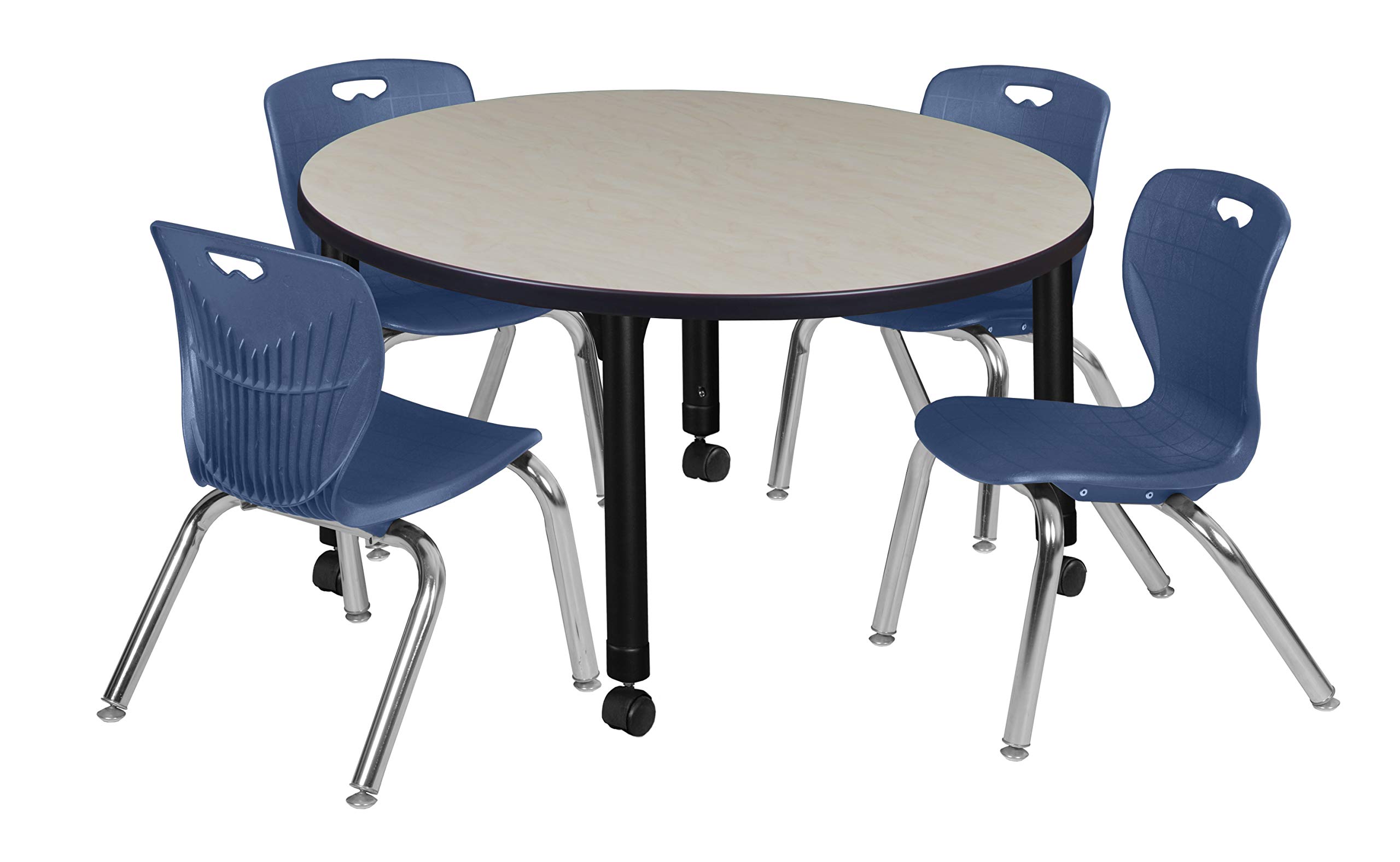 Regency Kee Height Adjustable Mobile Classroom Table with 4 Chairs - 42