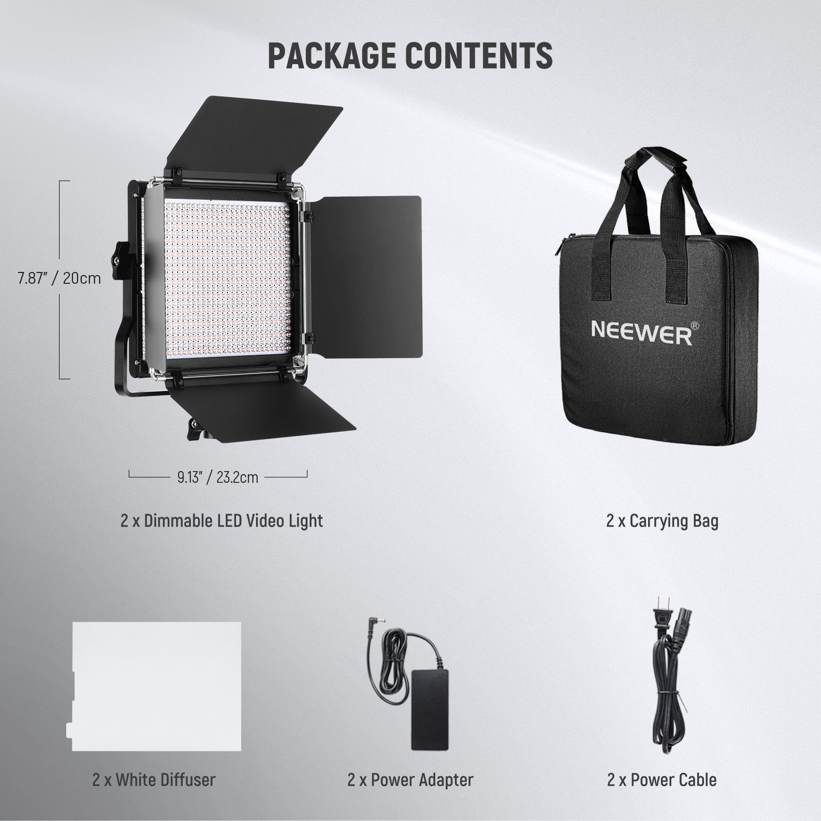 NEEWER 2 Pack NL660 Bi-Color LED Video Light Panel Kit - 3200K to 5600K Adjustable, Dimmable Lighting for YouTube Videos, Photography, Live Streaming & Studio Production
