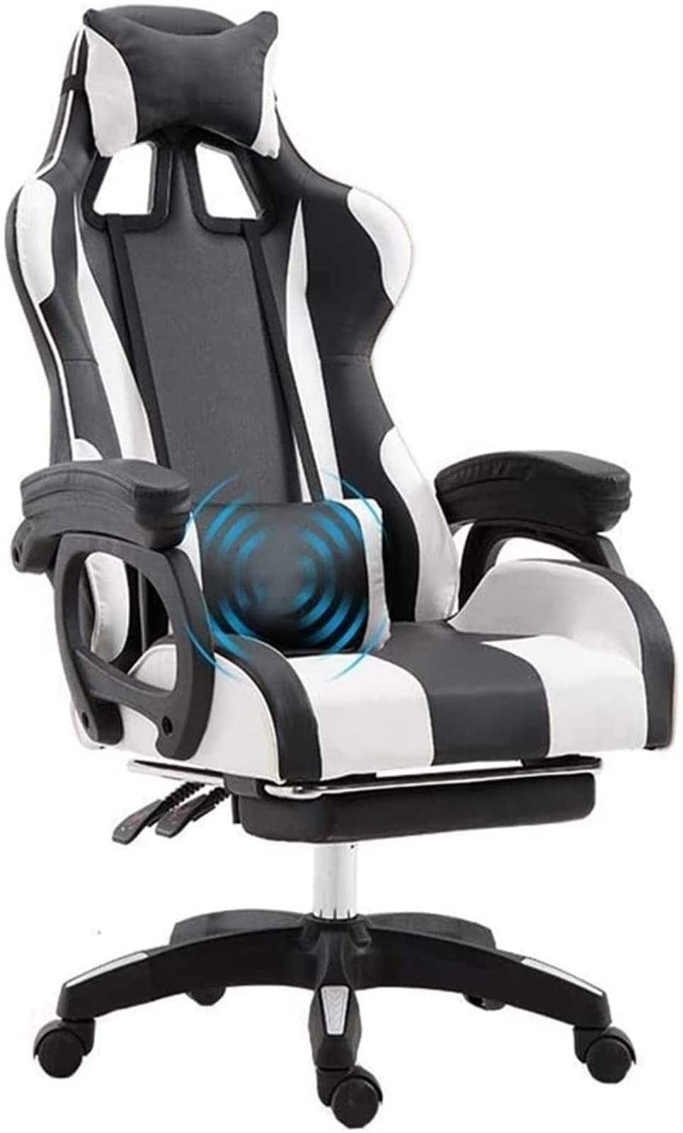 Ergonomic Gaming Office Chair with High Back & Footrest - Racing Style Computer Desk Chair for Work & E-Sports (White) - Perfect for Home Office, Gaming Setup & Professional Workspaces