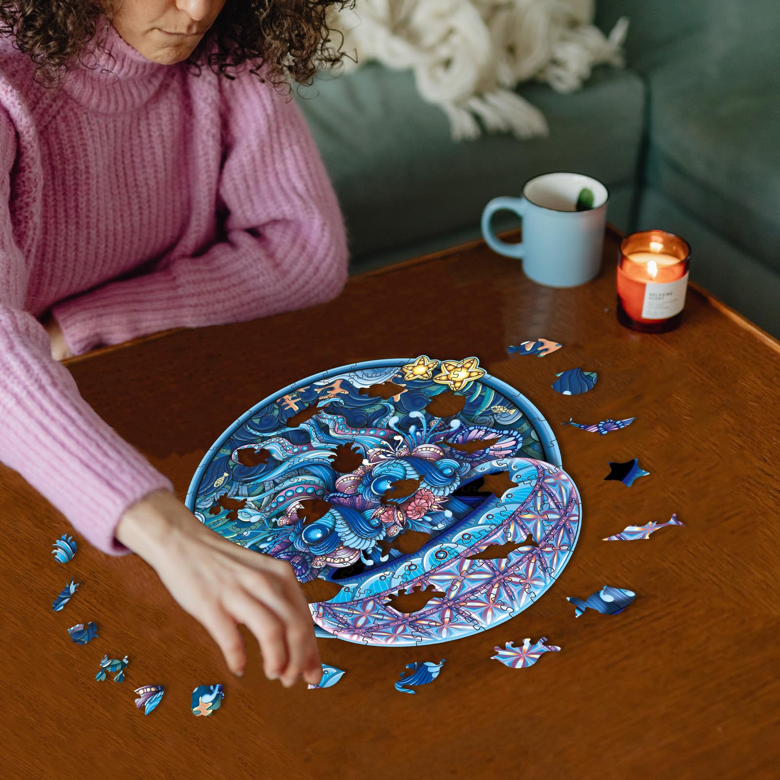 Premium Wooden Jigsaw Puzzle for Adults & Families - Colorful Animal Shaped Brain Teaser Game (Jellyfish Design) | Perfect Gift for Birthday, Christmas, Thanksgiving | Fun Home Entertainment & Stress Relief Activity