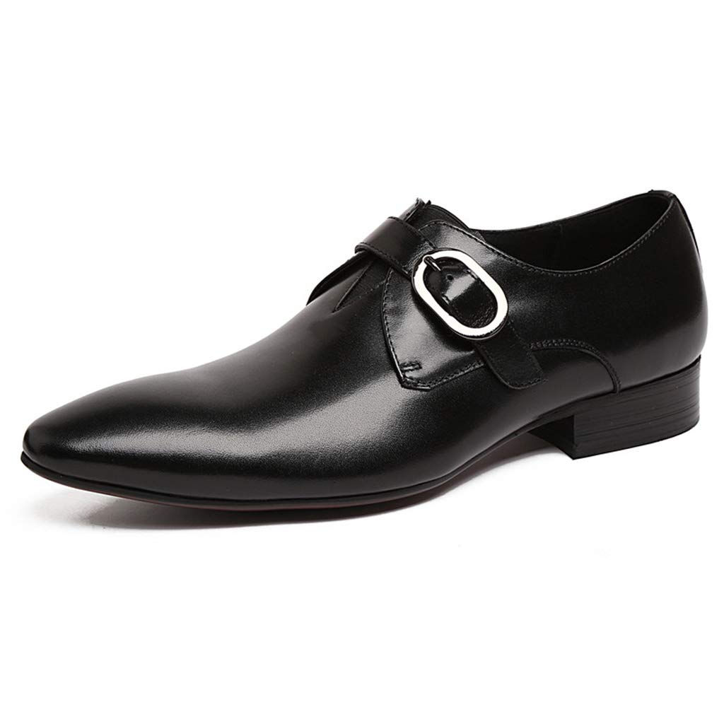Premium Men's Business Leather Dress Shoes - Classic Buckle Monk Strap Formal Shoes for Wedding, Banquet & Office (Genuine Cowhide, Black, Size 43/UK 8.5/US 9) - Perfect for Business Meetings, Formal Events & Professional Occasions