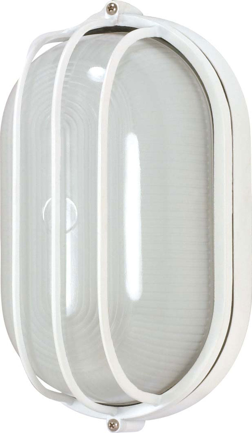10 Pack Oval Cage Bulkhead Wall Sconce Light Fixture - Semi Gloss White Finish - Perfect for Porch, Garage, Barn & Industrial Style Decor