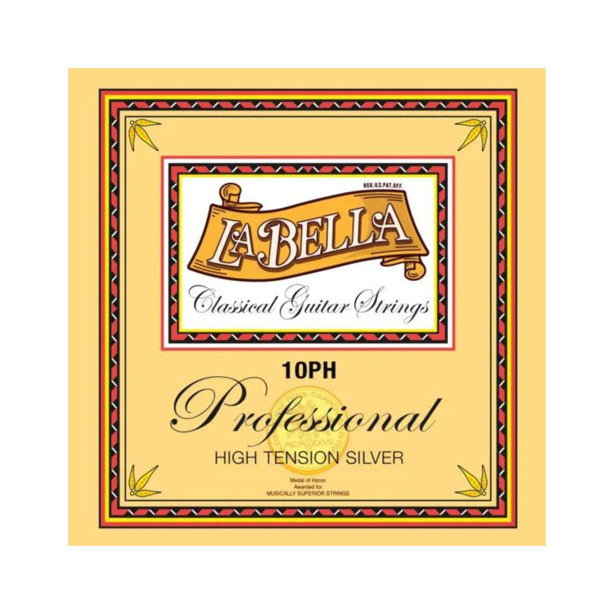 La Bella 10PH Professional High Tension Silver Classical Guitar Strings (29-42) | Premium Nylon Strings for Classical & Flamenco Guitarists | Perfect for Performances, Recording & Practice