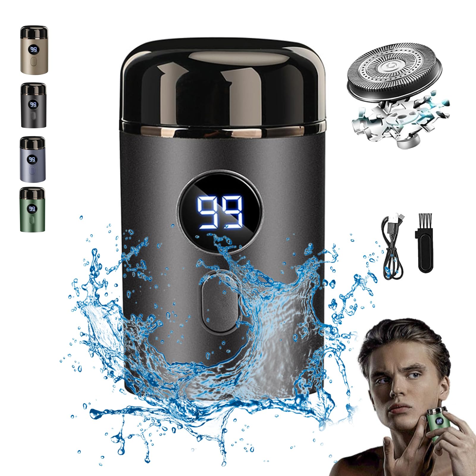 Vishopee Mini Portable Electric Shaver for Men - USB Rechargeable, Waterproof, Travel Size, Black | Perfect for Home, Travel & Gym Use