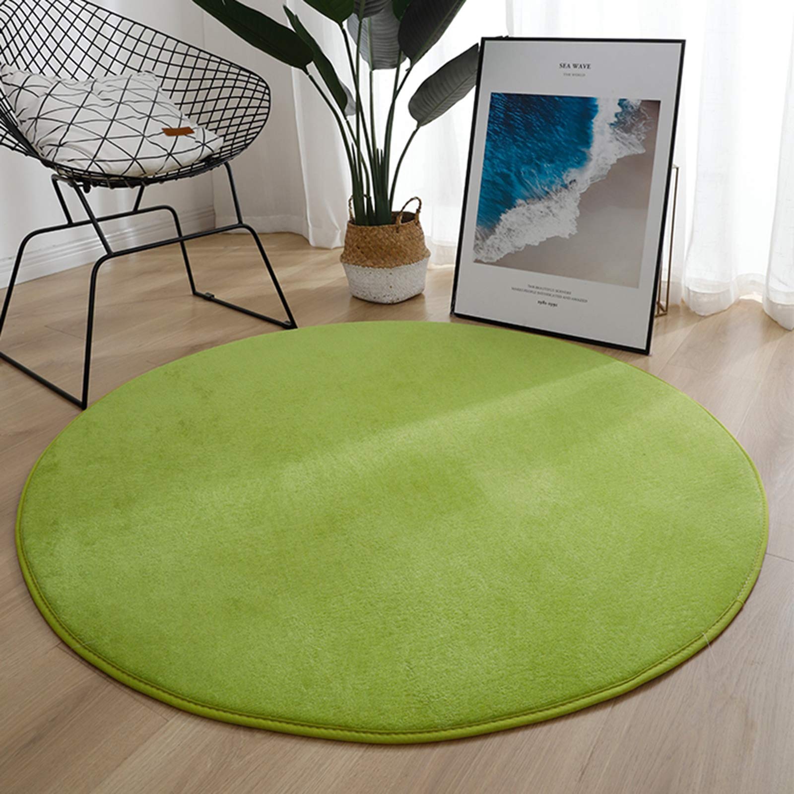 Super Soft Shag Area Rug 4'6”x4'6” - Handmade Knitted Faux Fur Rug for Kids Playroom, Nursery Decor & Bedside - Non-Slip Baby Crawling Carpet for Playtime, Learning & Cozy Home Decor