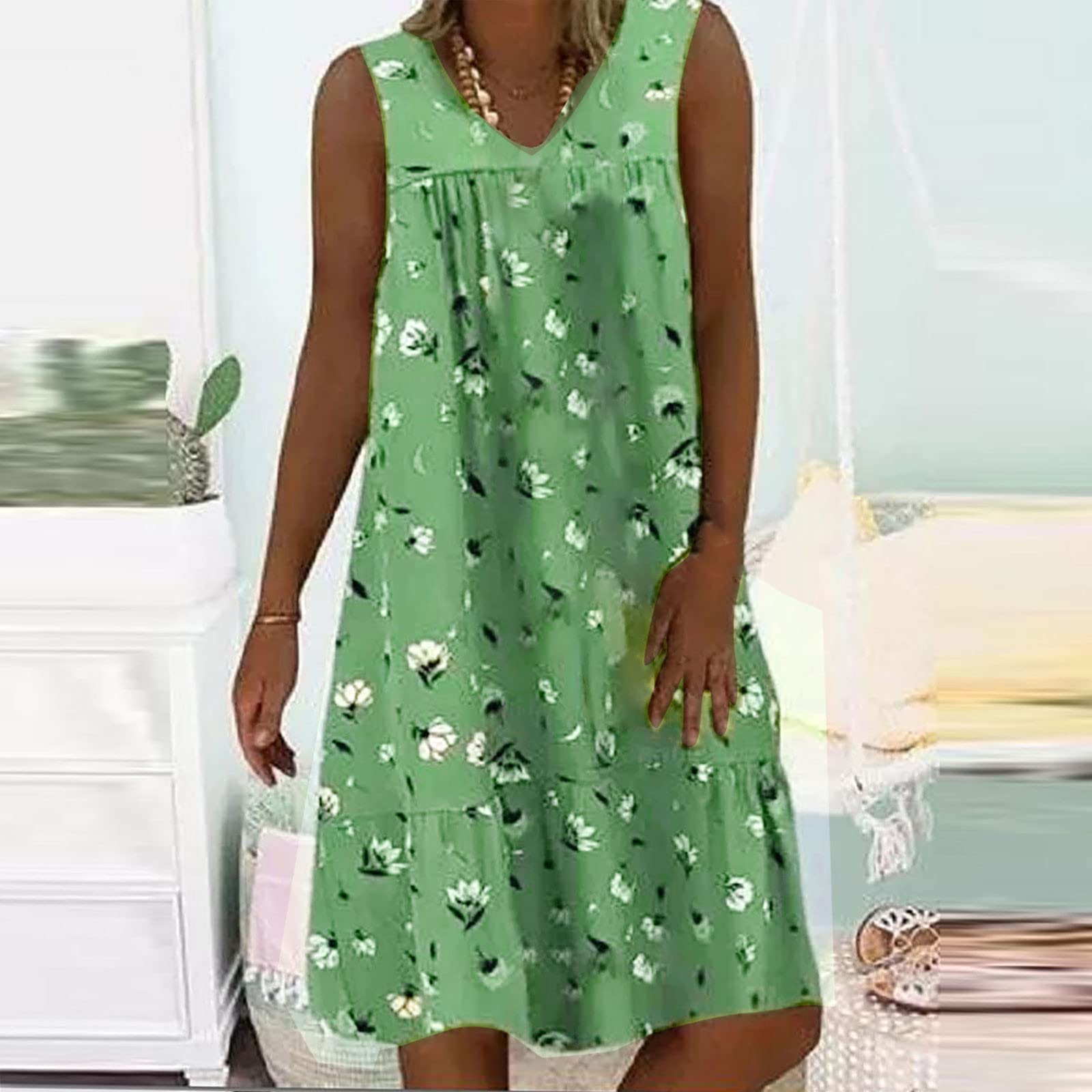 Doublelift Women's Summer Dresses - Casual Sleeveless Flowy Printed Sundress for Beach, Vacation & Outdoor Activities | Lightweight Loose Fit Maxi Dress