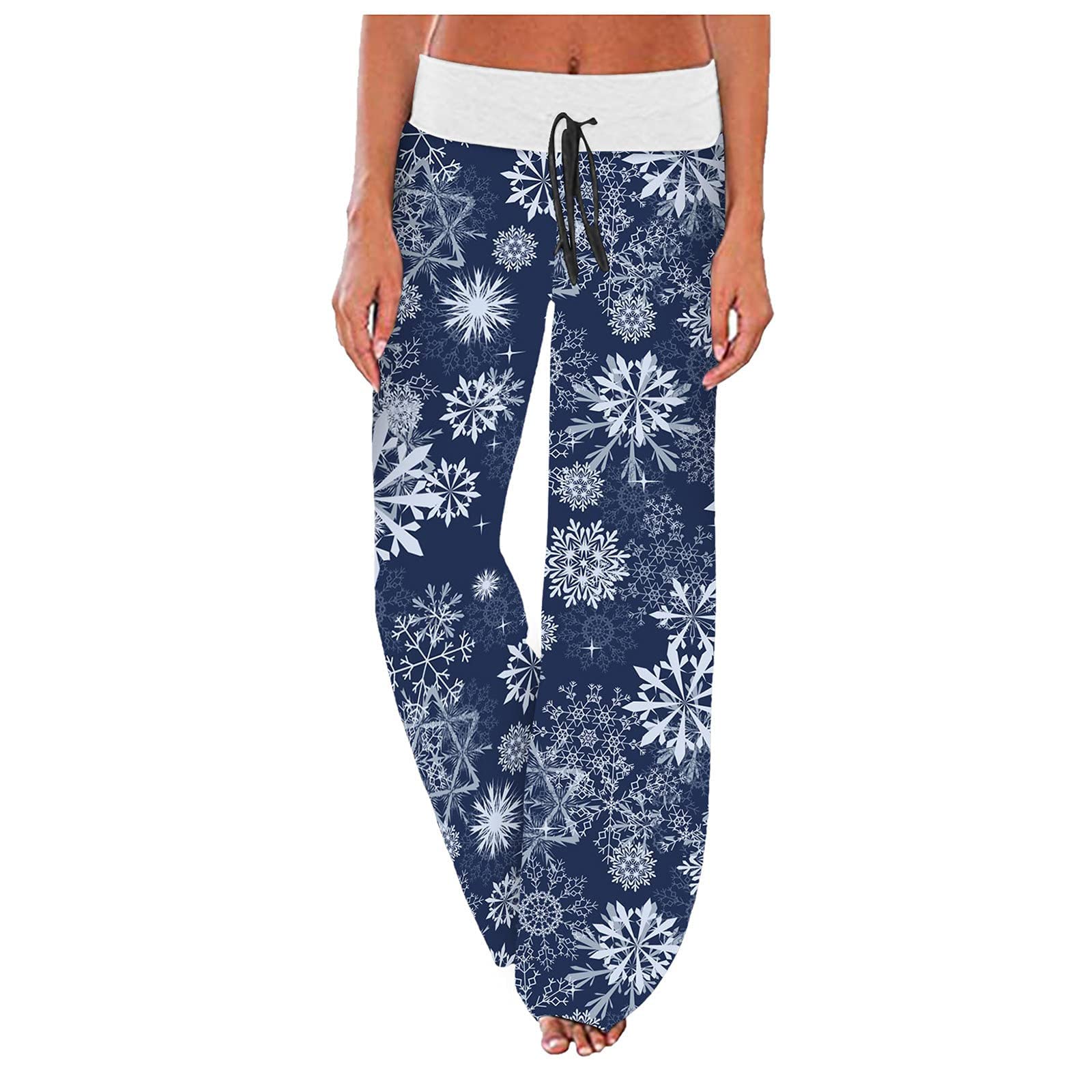 Women's Christmas Floral Drawstring Lounge Pants - Comfy Wide Leg Palazzo Sweatpants for Yoga, Casual Wear & Holiday Pajamas - Perfect for Relaxing at Home, Festive Gatherings & Cozy Winter Nights