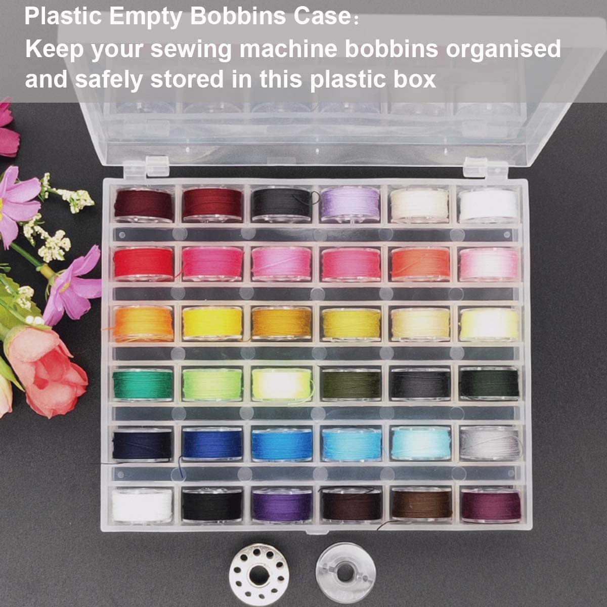 ZOEYES 10 Pack Clear Plastic Bobbin Organizer with 36 Slots - Sewing Machine Bobbin Storage Case for Thread Spools - Perfect for Quilting, Embroidery & Sewing Projects