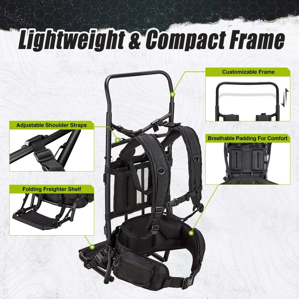 TIDEWE 5500cu Hunting Backpack with Adjustable Frame, Waterproof Rain Cover - Perfect for Bow, Rifle & Pistol Hunting Gear - Ideal for Outdoor Adventures, Camping & Tactical Missions