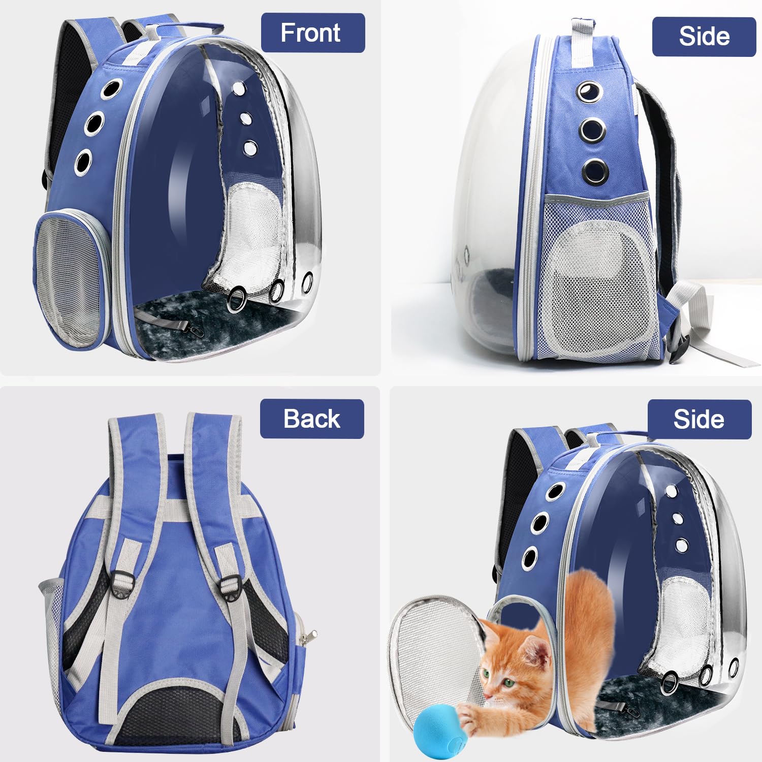 Ventilated Cat Backpack Carrier - Airline Approved Pet Travel Backpack for Small Dogs & Cats | Perfect for Hiking, Camping, Outdoor Adventures & Daily Commutes (Blue)