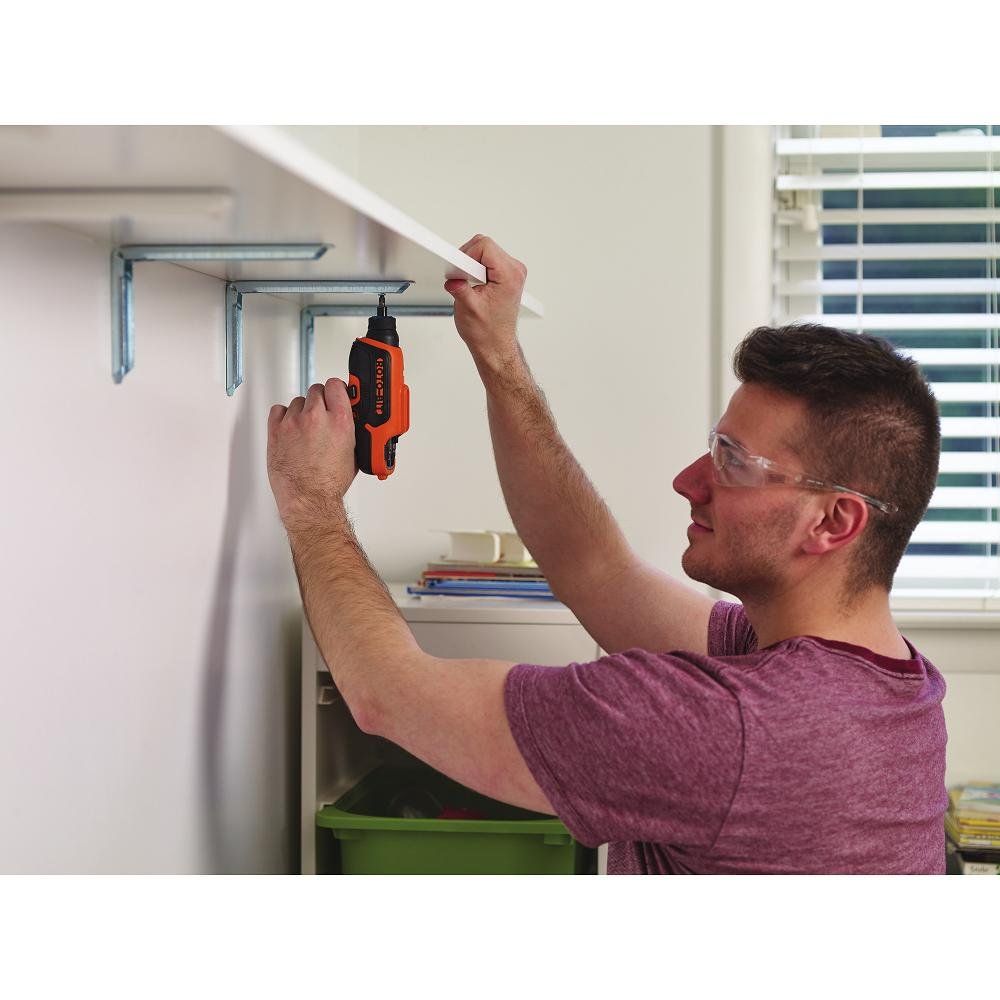 BLACK + DECKER BDCS50C 4V Cordless Roto Bit Storage Screwdriver with 6 Bits - Perfect for Home Repairs, DIY Projects & Quick Fixes