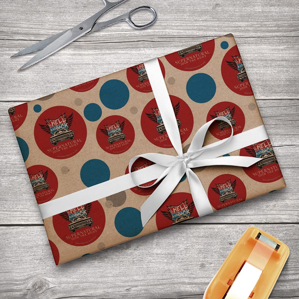 Supernatural To Hell and Back Premium Kraft Gift Wrap Paper Roll - Halloween, Christmas, Birthday Wrapping Paper for Gifts, Parties & Home Decor
