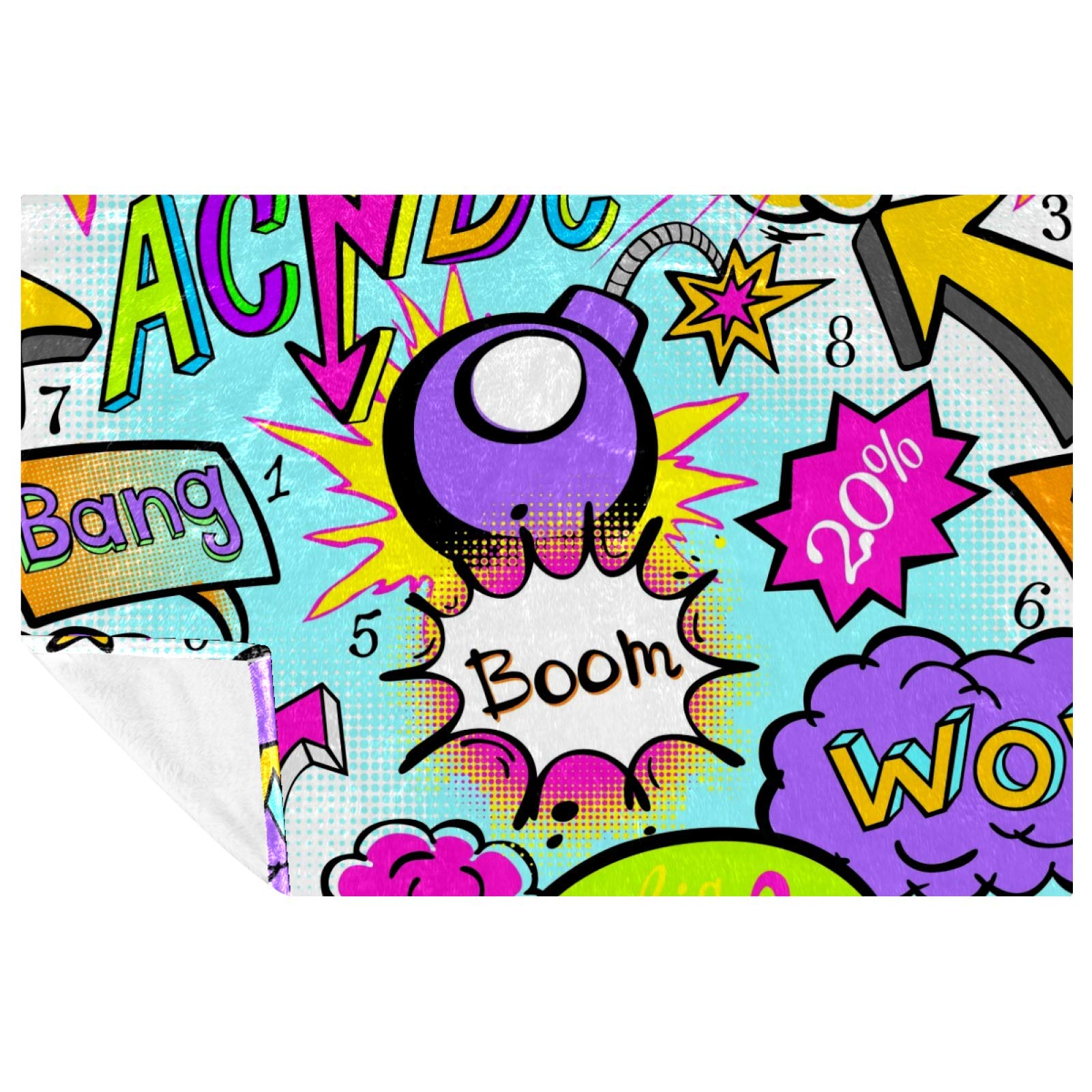 Comic Book Explosion Pattern Fleece Blanket - Soft Microfiber Bed Blanket for Cozy Nights | Perfect for Home, Office & Gift Giving