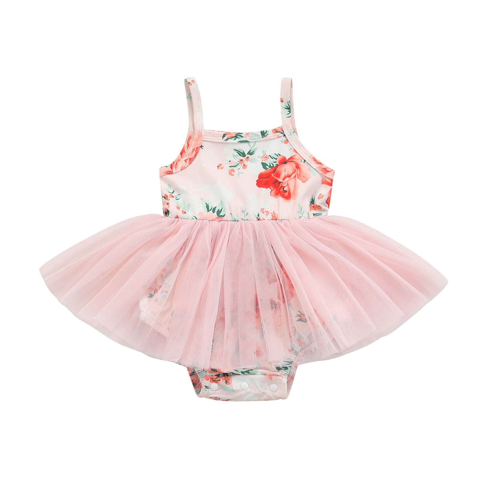 Adorable Baby Girl Romper Dress with Ruffle Short Sleeves & Tutu Skirt - Princess Mesh Bodysuit Outfit Set with Headband for Newborn Infant Photo Shoots, Birthday Parties & Special Occasions