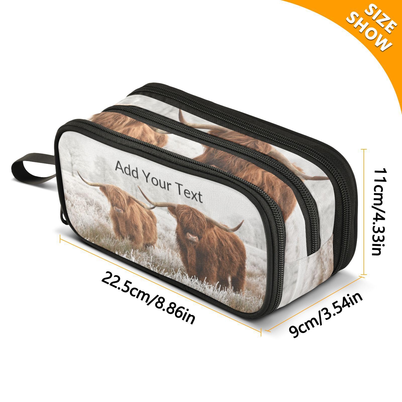 JUNZAN Custom Scottish Highland Cow Pencil Case - Large Capacity Pen Pouch for Students, Teens, Boys & Girls - Durable School & Office Stationery Organizer - Perfect Gift for Back to School, College & Work Supplies