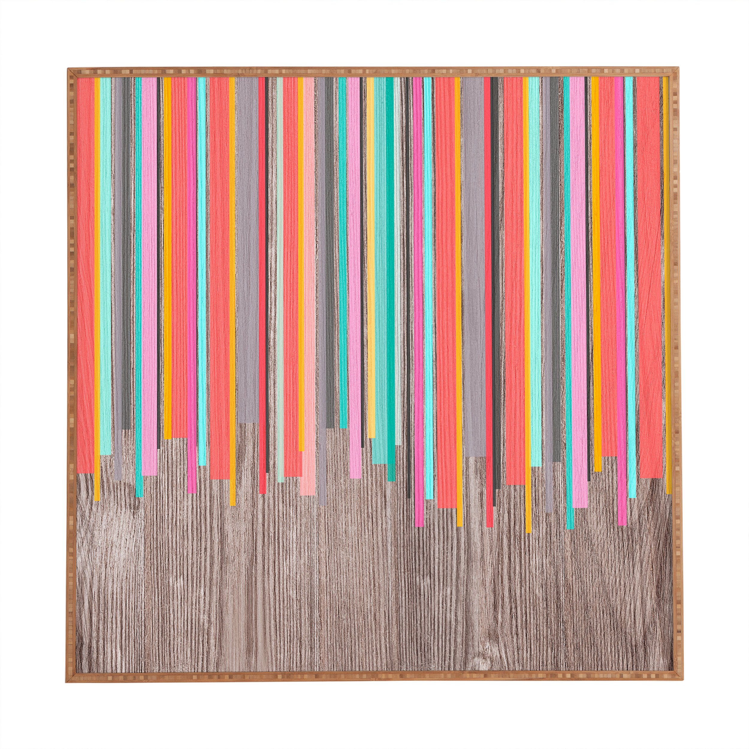 Deny Designs Iveta Abolina Stripe Happy Framed Wall Art - 30x30 Inch Large Modern Abstract Canvas Painting for Living Room, Bedroom & Office Decor