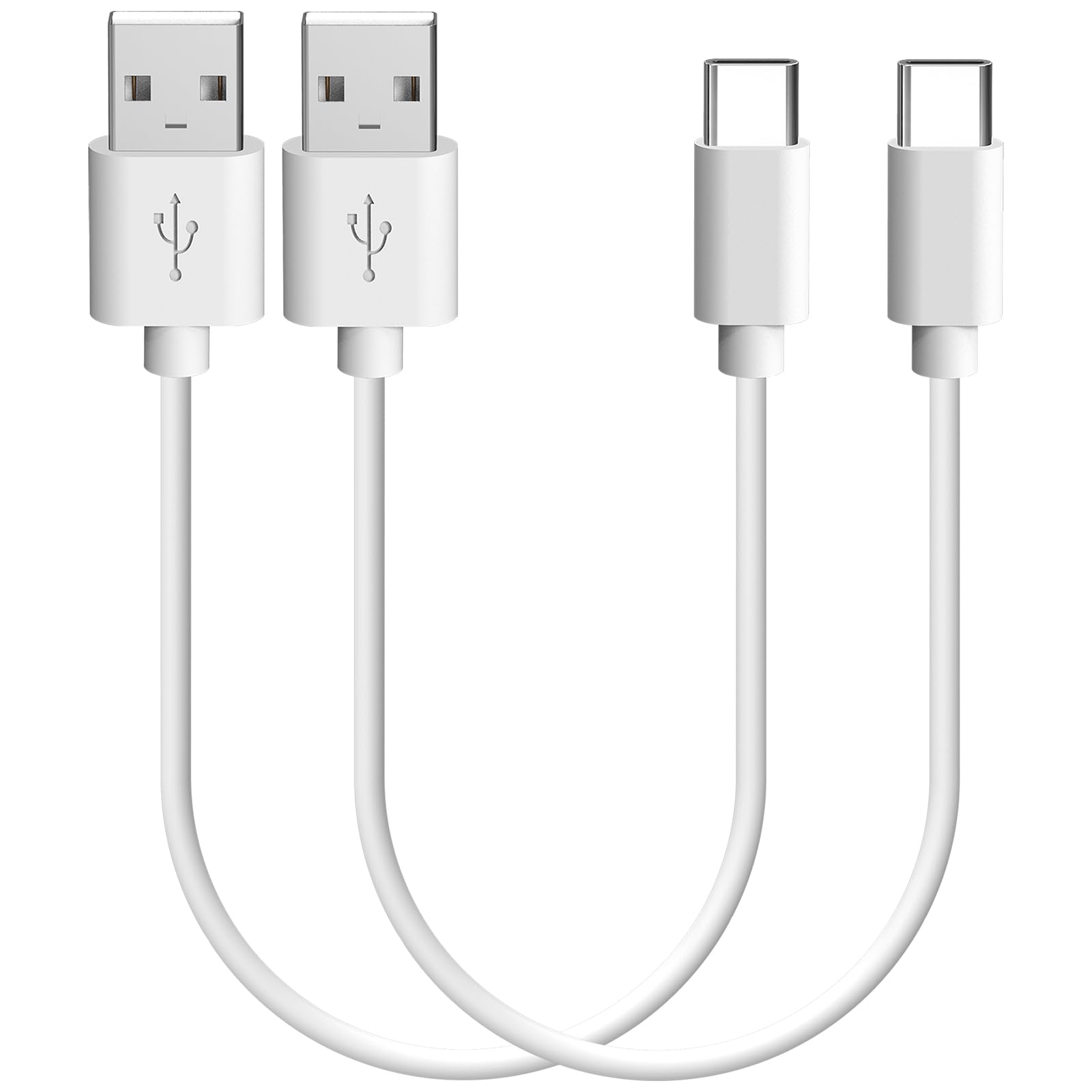 Geekria 2-Pack 1ft USB to USB-C Short Charger Cable - Compatible with Jabra Elite 10 Gen 2, Elite 10, Elite 8 Active, Elite 85t, Elite 7 Pro - Fast Charging Replacement Power Cord for Travel, Office & Home Use (30cm)