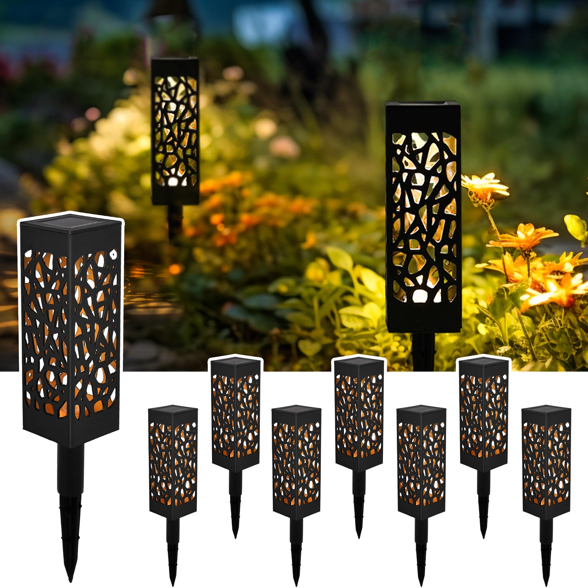 Solar Powered Outdoor Lights - 8 Pack Waterproof Garden & Pathway Lighting for Yard, Patio, Walkway, Driveway | Weather-Resistant Solar Decorations for Home Exterior & Landscape Illumination