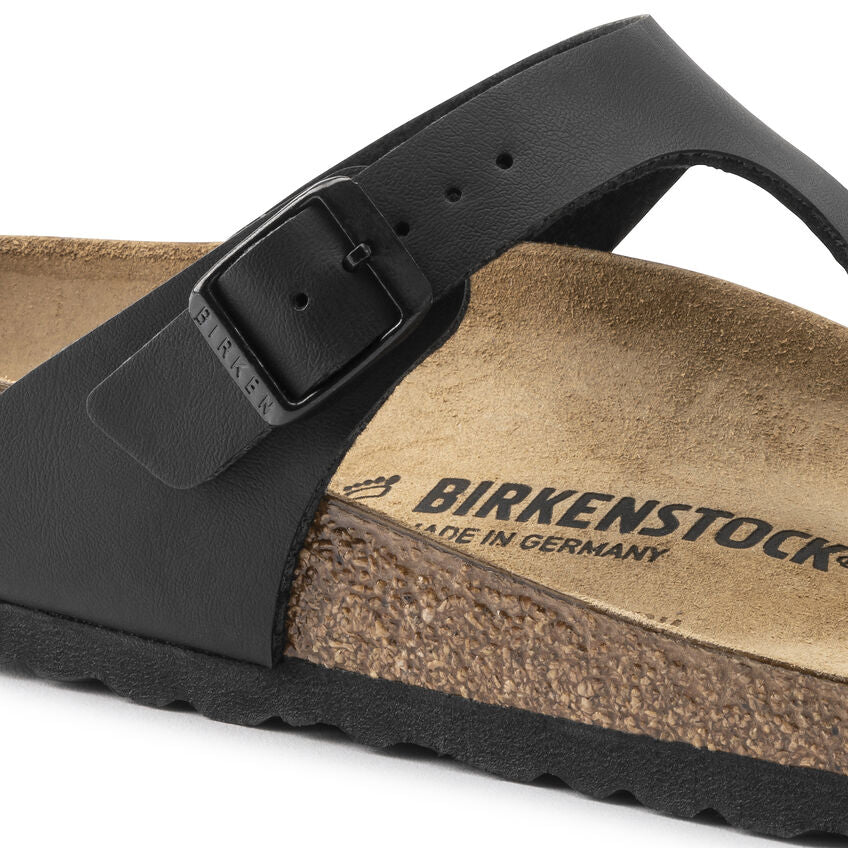 Birkenstock Gizeh Birko-Flor Classic Footbed Sandals for Women - Comfortable Black Leather Sandals for Walking, Travel & Everyday Wear