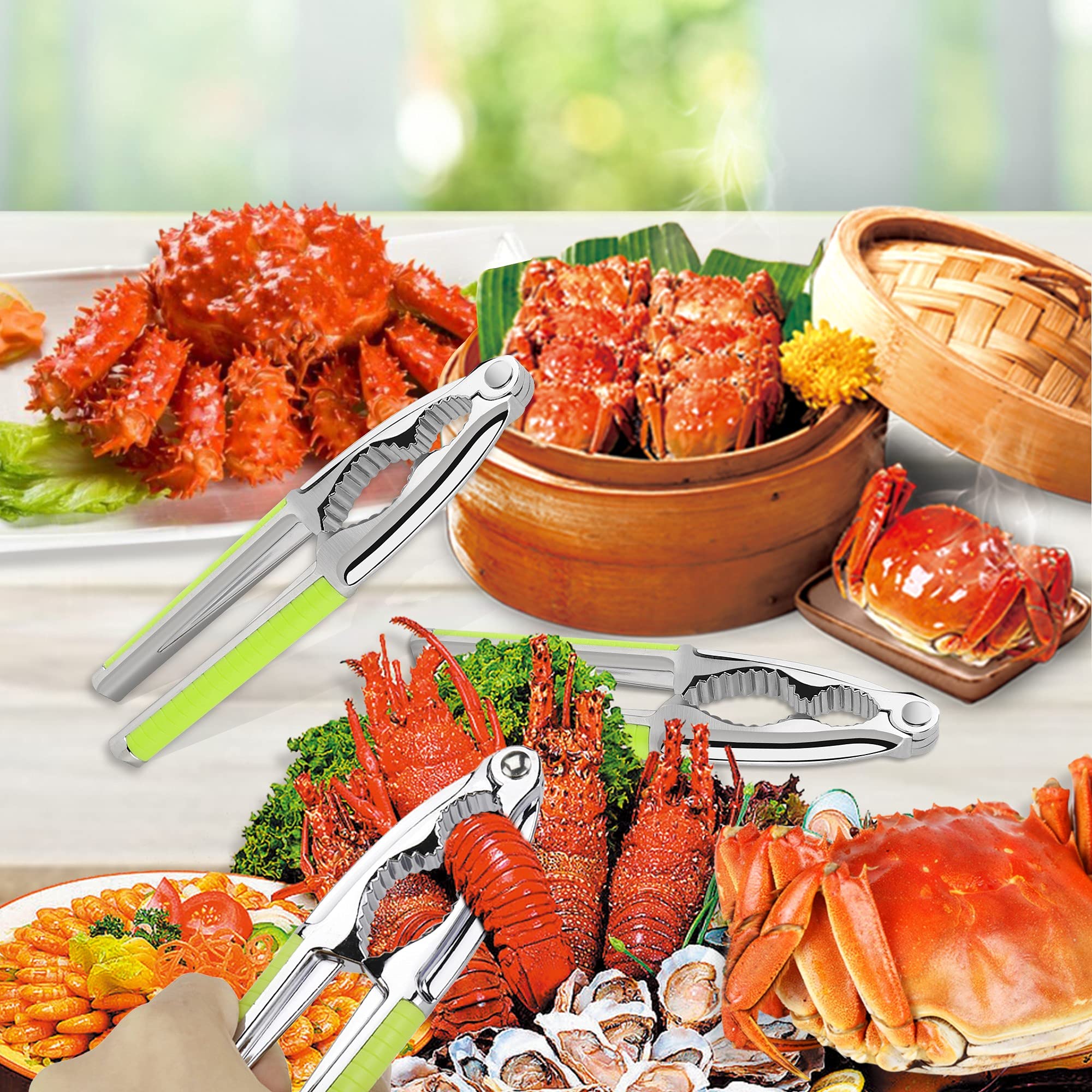 5-Piece Crab & Lobster Cracker Set - Green Kitchen Tools for Seafood Lovers