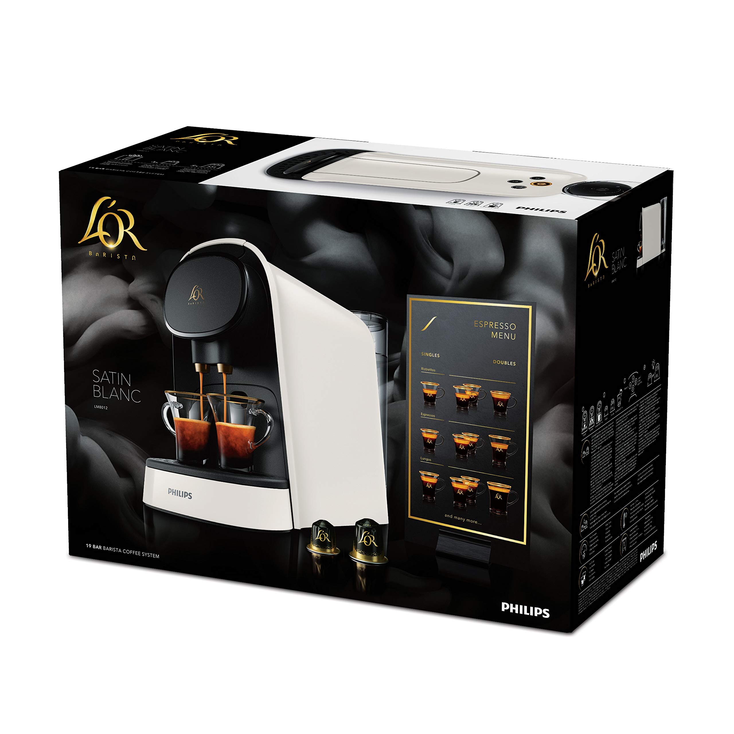 Philips L'Or Barista White Coffee Capsule Machine - Premium Espresso Maker for Home & Office Use