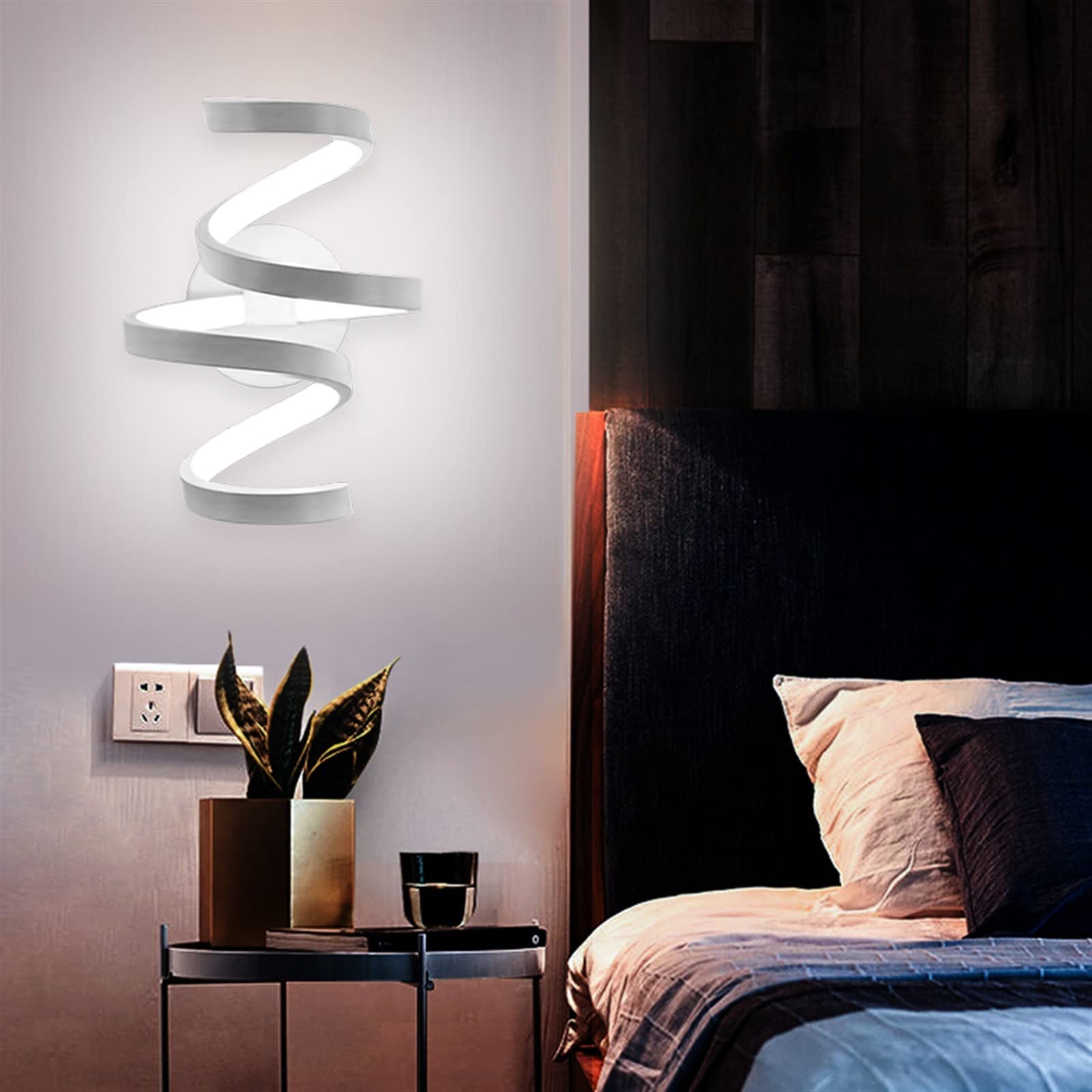 Modern Spiral LED Wall Light - Energy Efficient Wall Mounted Lamp for Bedroom, Living Room, Stairs | Home Decor Lighting for Aisle, Bedside & Interior Design