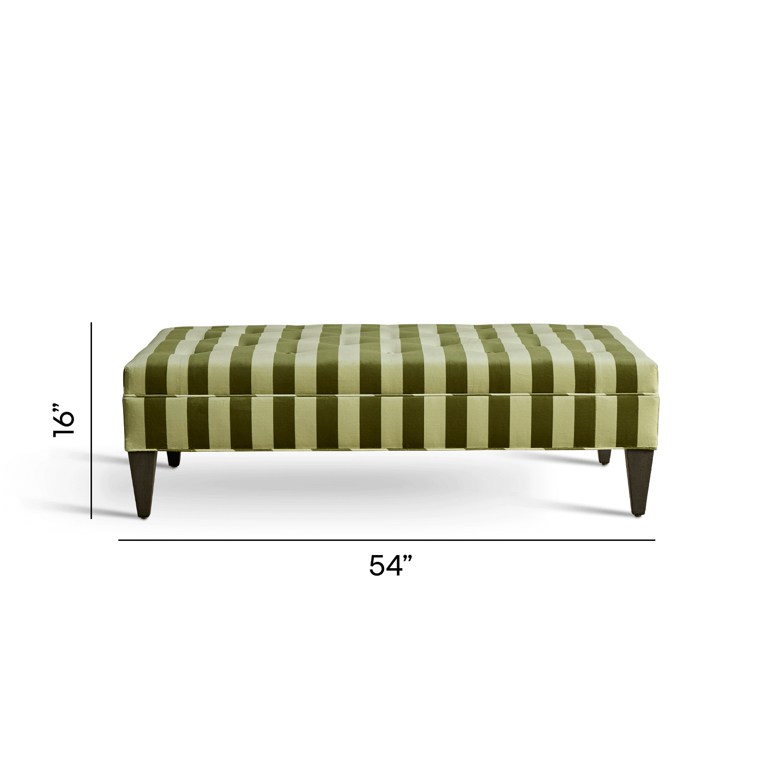 CAMELOT STRIPE Velvet Tufted Ottoman Footrest - Soft Upholstered Storage Bench with Button Tufting, Modern Living Room Decor for Home, Bedroom or Office - Juniper Green