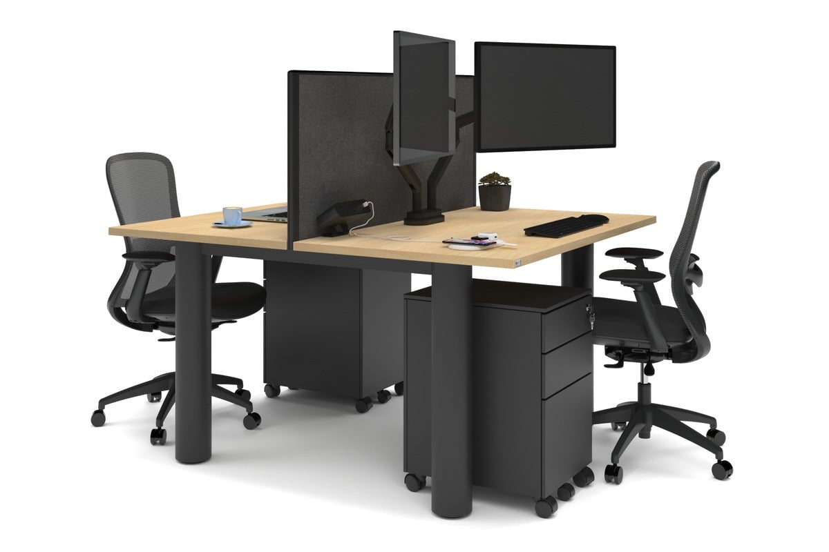 Quadro Cylinder Leg 2 Person Office Workstation Desk - 1200L x 700W Modern Office Furniture for Collaborative Workspaces & Home Offices