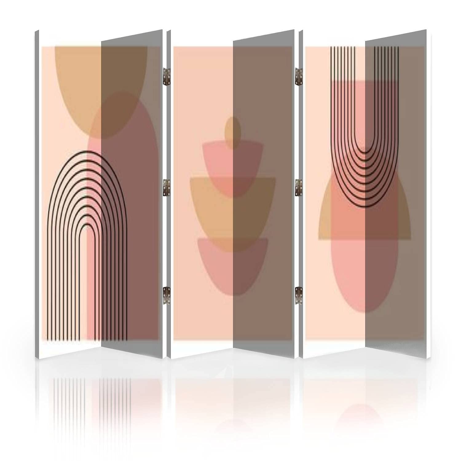 Modern Abstract Canvas Room Divider Screen - 6 Panel Folding Privacy Partition for Home & Office - Mid Century Minimalist Room Separator Wall Art - Perfect for Living Rooms, Bedrooms, and Workspaces