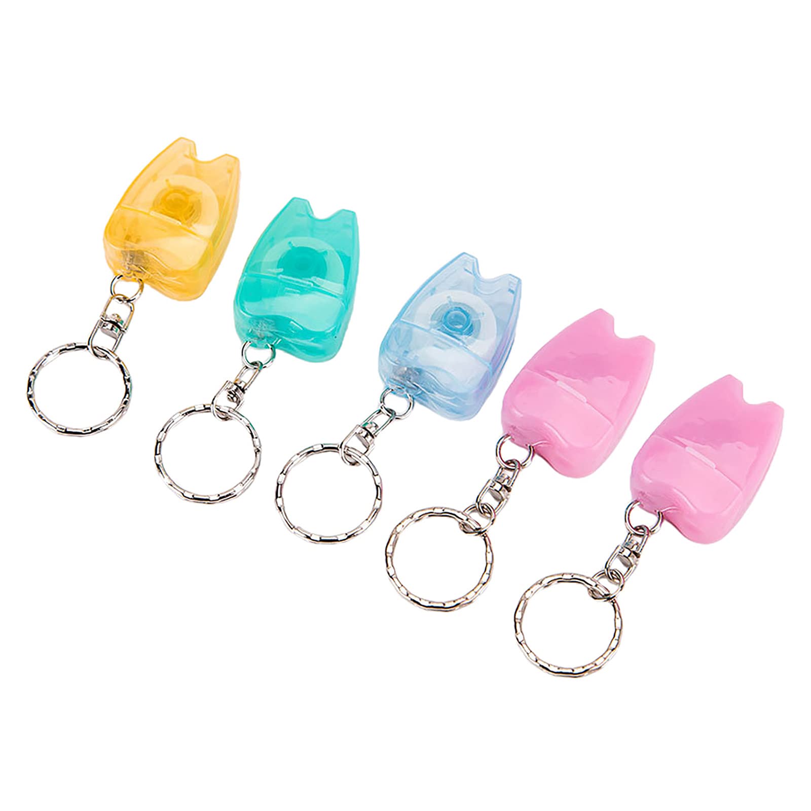 DOITOOL 5-Pack Portable Tooth-Shaped Dental Floss Keychain - Mini Travel Floss Container for On-the-Go Oral Care (Ideal for Gym, Office, Travel & Emergency Use)