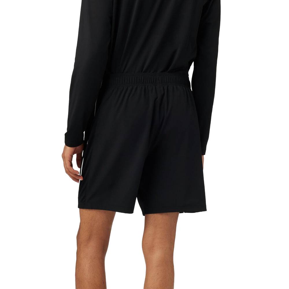 Fila Men's Piped Stretch Woven Athletic Shorts - Black/White - Comfortable Workout & Casual Wear for Running, Gym, and Everyday Use