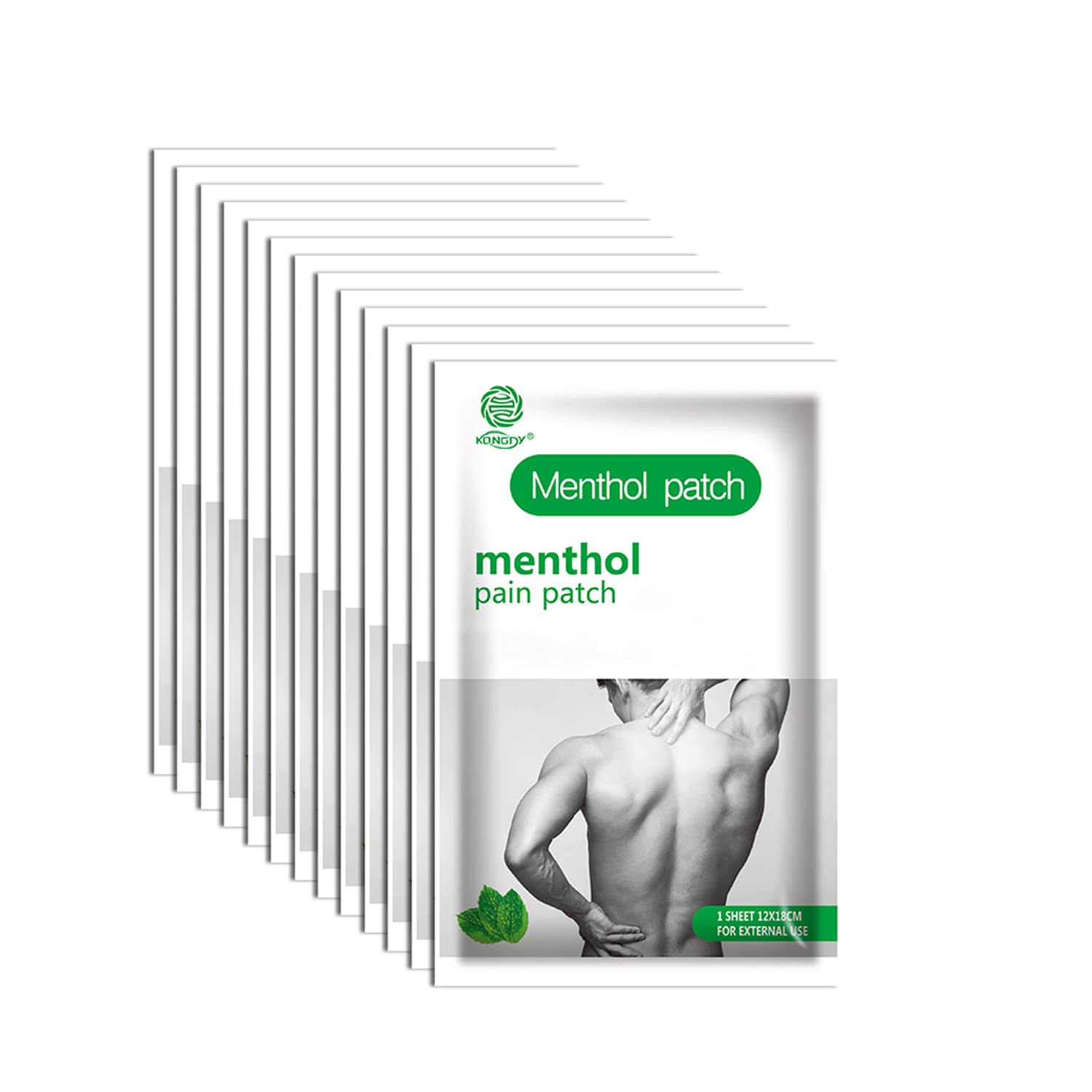 KONGDY 12x18cm Menthol Pain Relief Patches - Extra Large Cooling Patches for Back, Neck, Shoulder & Knee Pain Relief - Low Capsaicin Content (20 Count) - Perfect for Post-Workout Recovery, Arthritis Relief & Chronic Pain Management