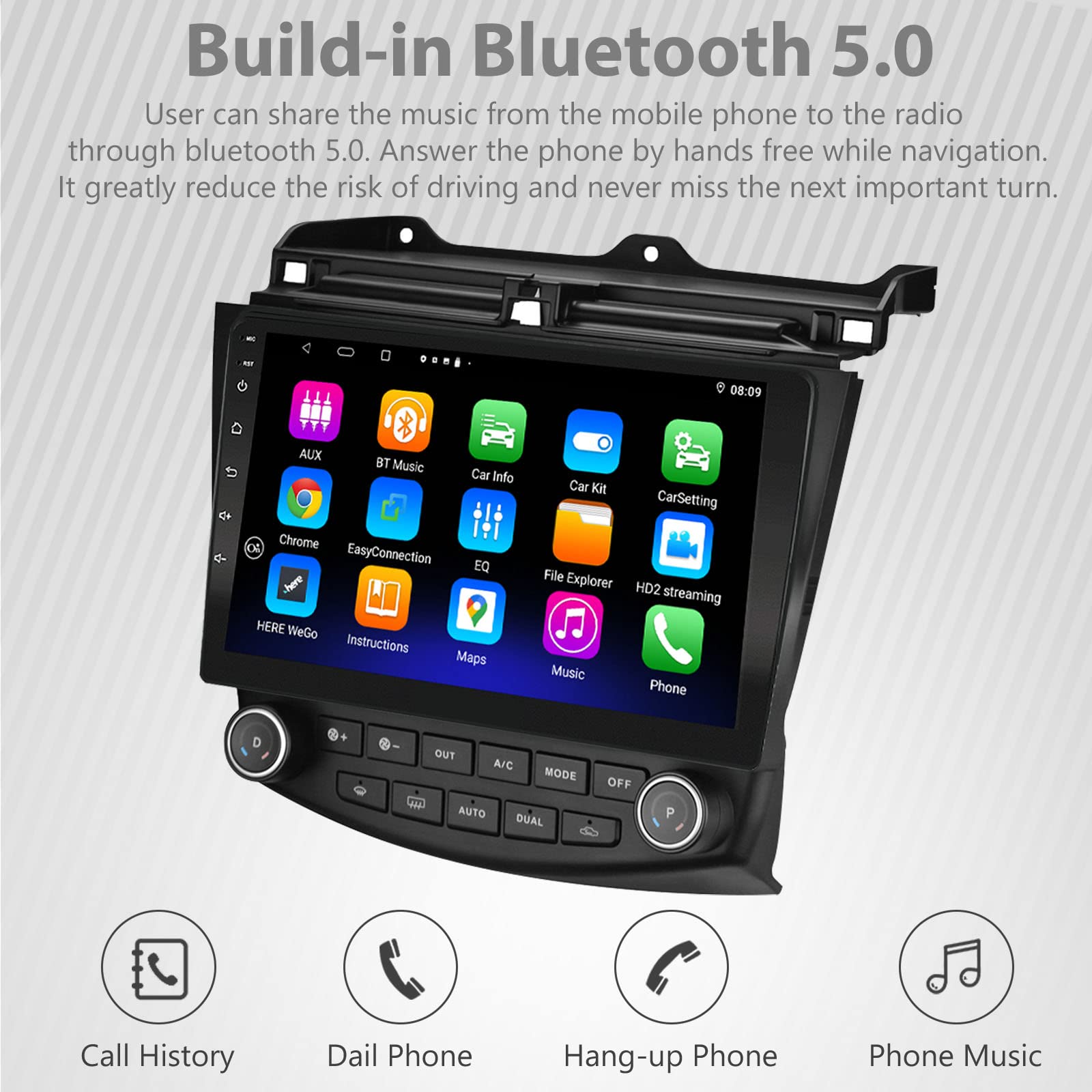 10.1 Inch Android 10.1 Car Stereo with 4G LTE, Octa-Core Processor, Apple CarPlay & Android Auto - HD Touchscreen Bluetooth Radio, 2GB RAM 32GB ROM for 2003-2007 Honda Accord 7th Gen | Perfect for GPS Navigation, Music Streaming & Hands-Free Calling