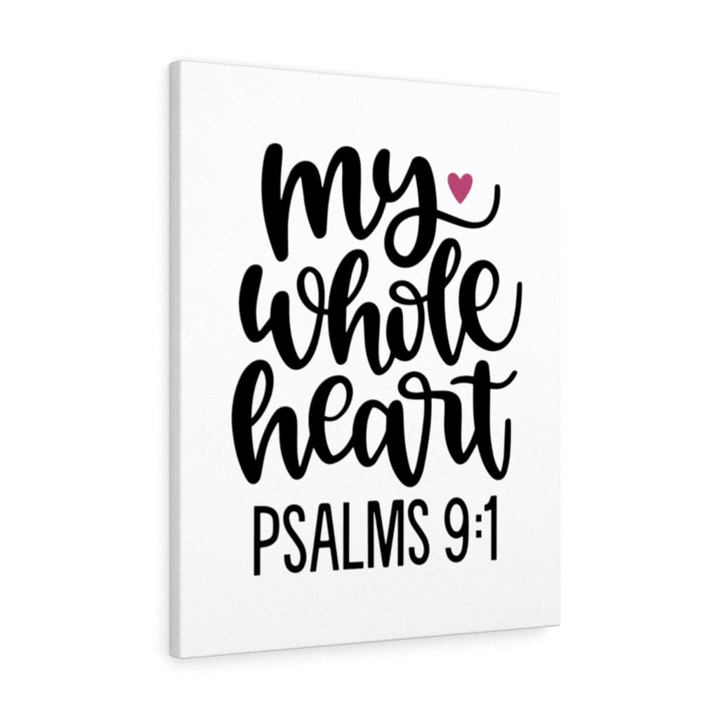 Christian Wall Art with Bible Verse - Psalms 9:1 'My Whole Heart' Scripture Print, Ready to Hang Home Decor for Living Room, Bedroom & Church (Express Your Love Gifts)