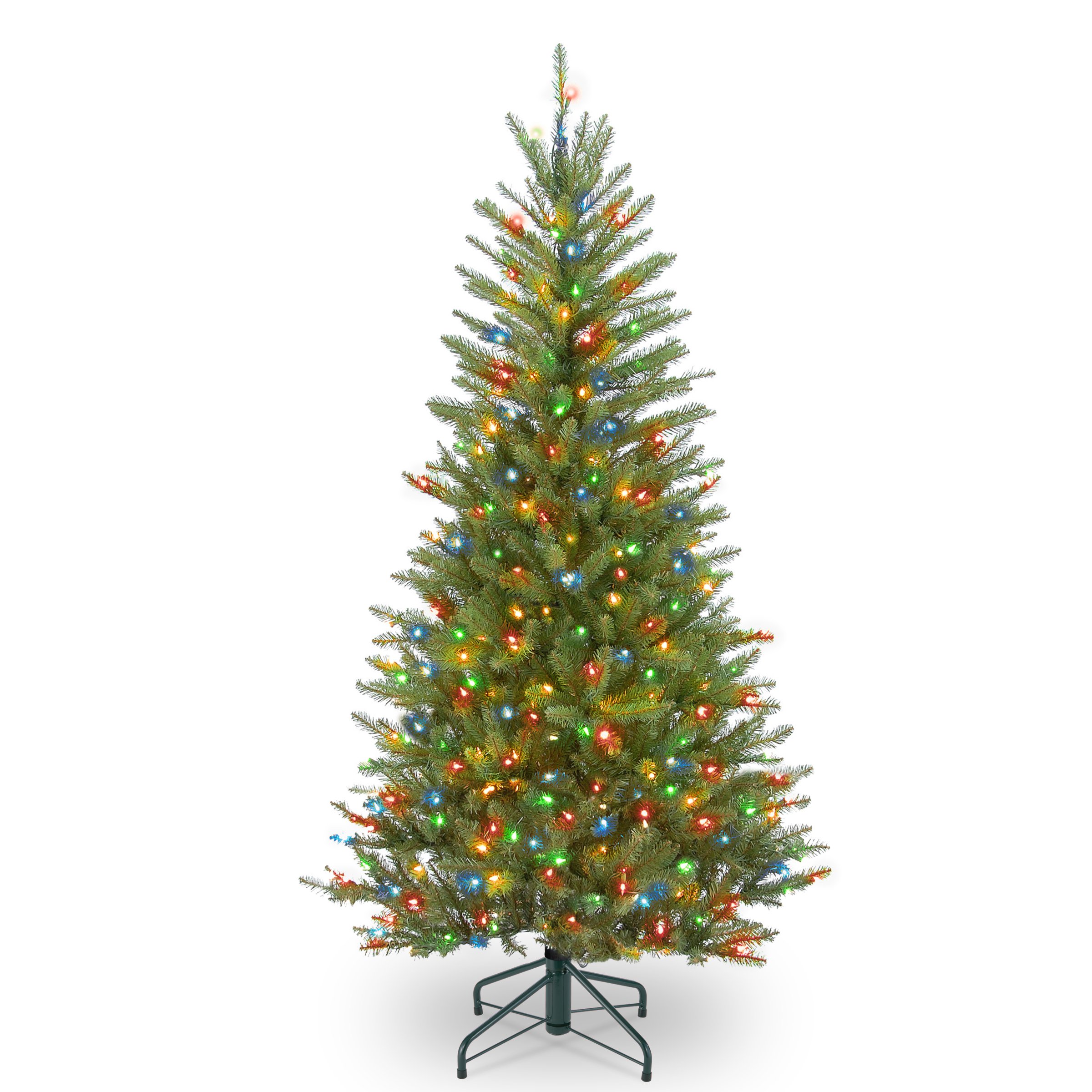 National Tree Company 4.5ft Pre-Lit Artificial Slim Christmas Tree - Dunhill Fir with Multicolor LED Lights & Metal Stand | Perfect for Small Spaces, Apartments, Office Decor & Holiday Home Staging