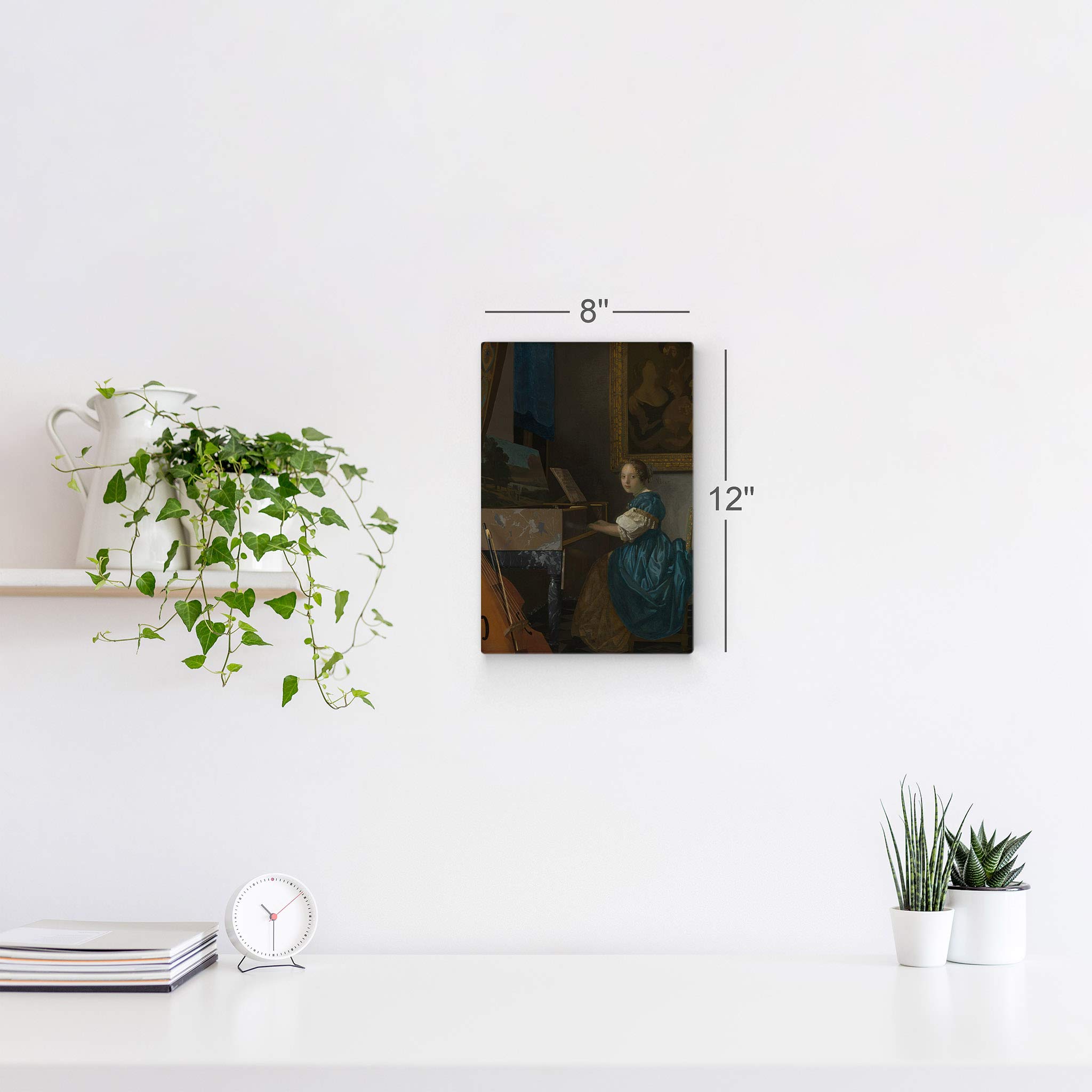 Johannes Vermeer 'Lady Seated at a Virginal' Classic Oil Painting Reproduction - Premium Metal Wall Art Print (30x20 Inch) | Famous Fine Art Home Decor | Ready to Hang | Made in USA | Perfect for Living Room, Bedroom & Office Decor