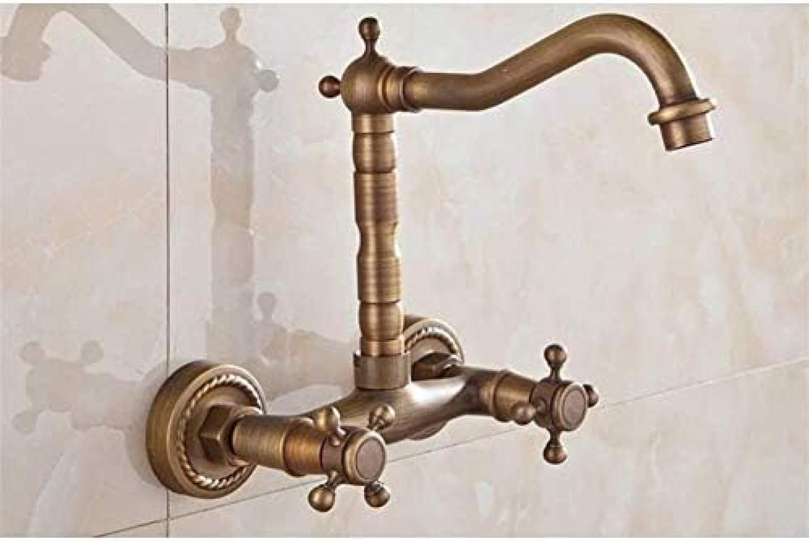 CRJUS 360° Rotatable Wall-Mounted Kitchen Faucet - Hot & Cold Water Mixer Tap with Vintage Design for Modern Kitchens & Bathrooms | Perfect for Small Spaces, RV Homes & Farmhouse Sinks