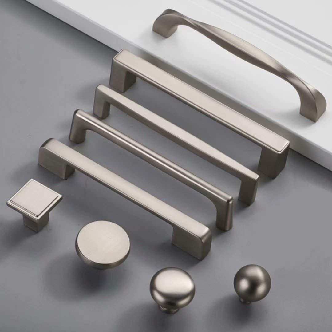 6-Pack European Style Cabinet Handles & Drawer Pulls - Brushed Nickel Zinc Alloy Bow Knobs for Kitchen Cabinets, Dressers & Cupboards (128mm Hole Centers) - Perfect for Home Renovation & Furniture Upgrade