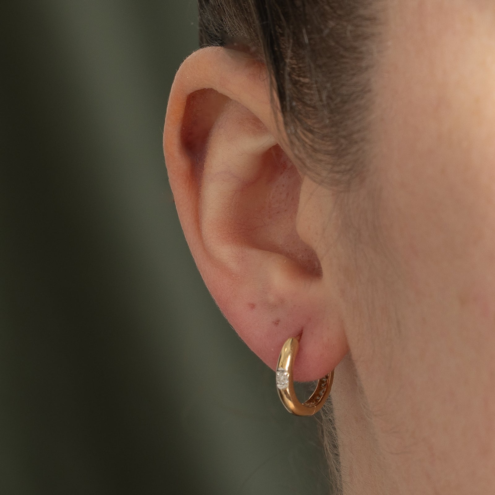 10K Gold Single Diamond Hoop Earrings for Women | 0.04ctw Round Cut Diamond Stud Earrings | Perfect for Everyday Wear, Gift Giving & Special Occasions