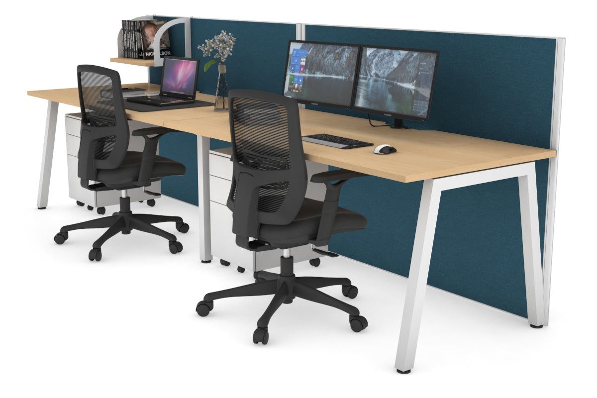 Horizon Quadro 2 Person Standing Desk with Cable Management - 1400L x 800W Adjustable Height Workstation for Office & Home Use | Perfect for Shared Workspaces & Collaborative Environments