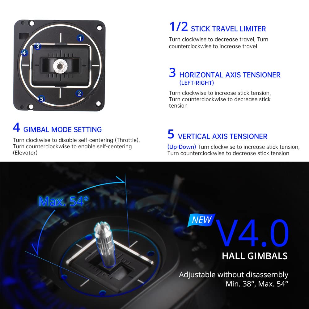 RadioMaster TX16S MKII V4.0 16CH 2.4GHz Hall Effect Gimbals RC Transmitter with ELRS & 4-in-1 Module - Compatible with EdgeTX/OpenTX for FPV Drones, RC Cars & Airplanes - Perfect for Racing, Freestyle Flying & Long-Range Control