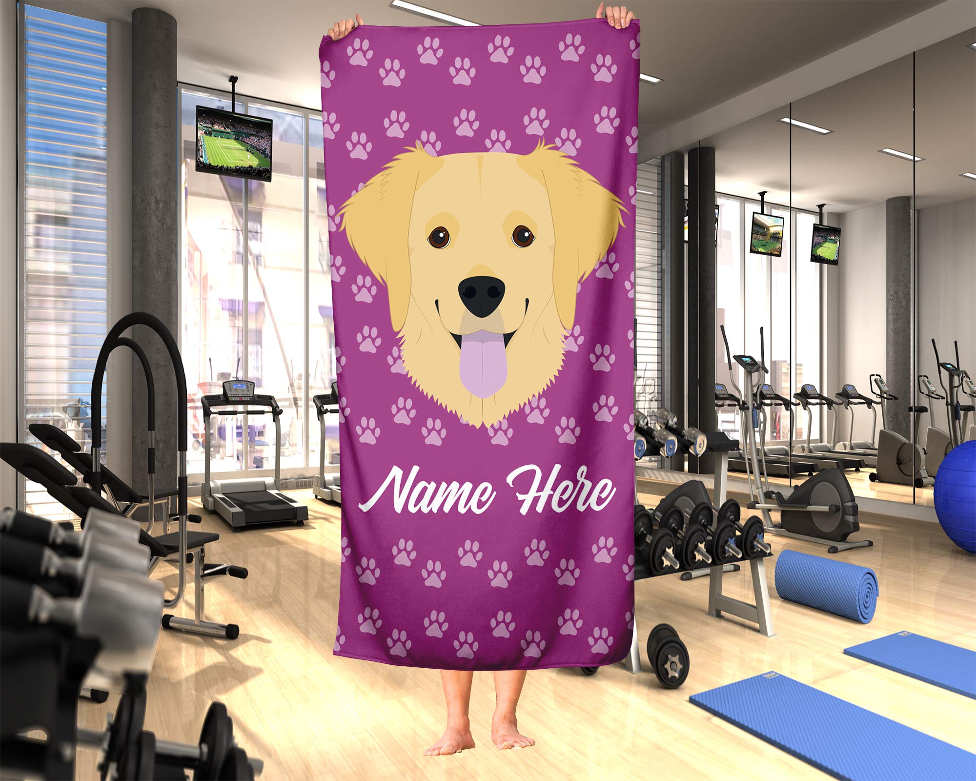 Custom Golden Retriever Beach & Bath Towels - Large & Medium Sizes - Personalized Dog Lover Towels for Travel, Pool, Spa, Gym & Home Use - Soft & Absorbent for Adults & Kids