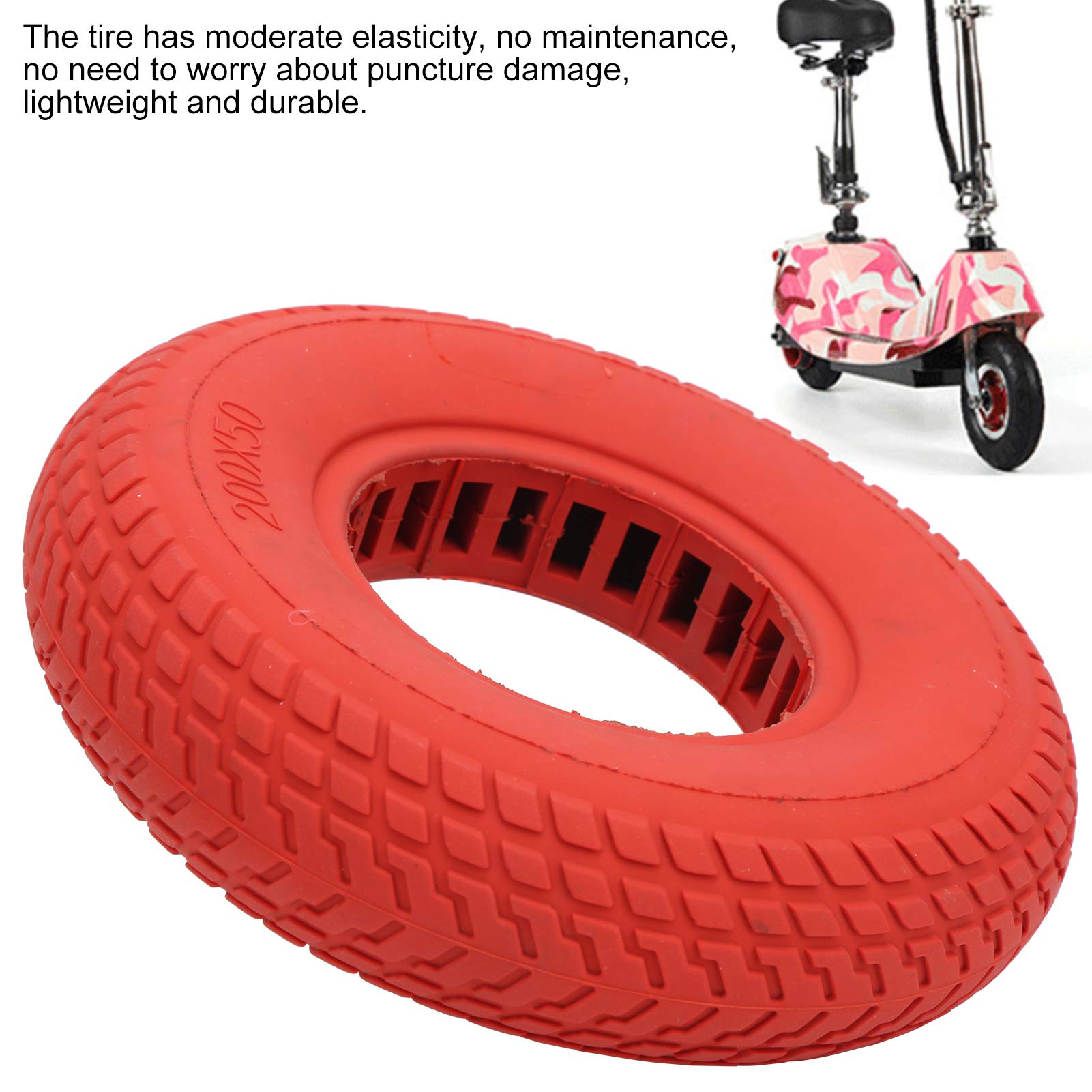 Dilwe 200x50mm Explosion-Proof Solid Rubber Tire for Electric Scooters - Red Hollow Out Damping Tire | Electric Scooter Modification Accessories | Perfect for Commuting, Urban Travel & Off-Road Adventures