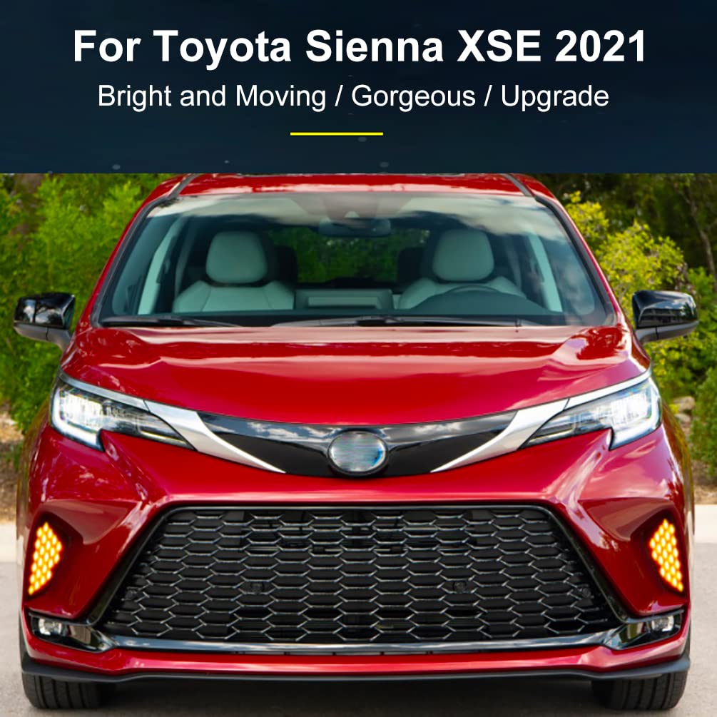 2021-2023 Toyota Sienna XSE LED Daytime Running Lights with Turn Signal - Yellow DRL & Blue Night Lights - Fog Lamp Cover - Upgrade for Better Visibility & Style