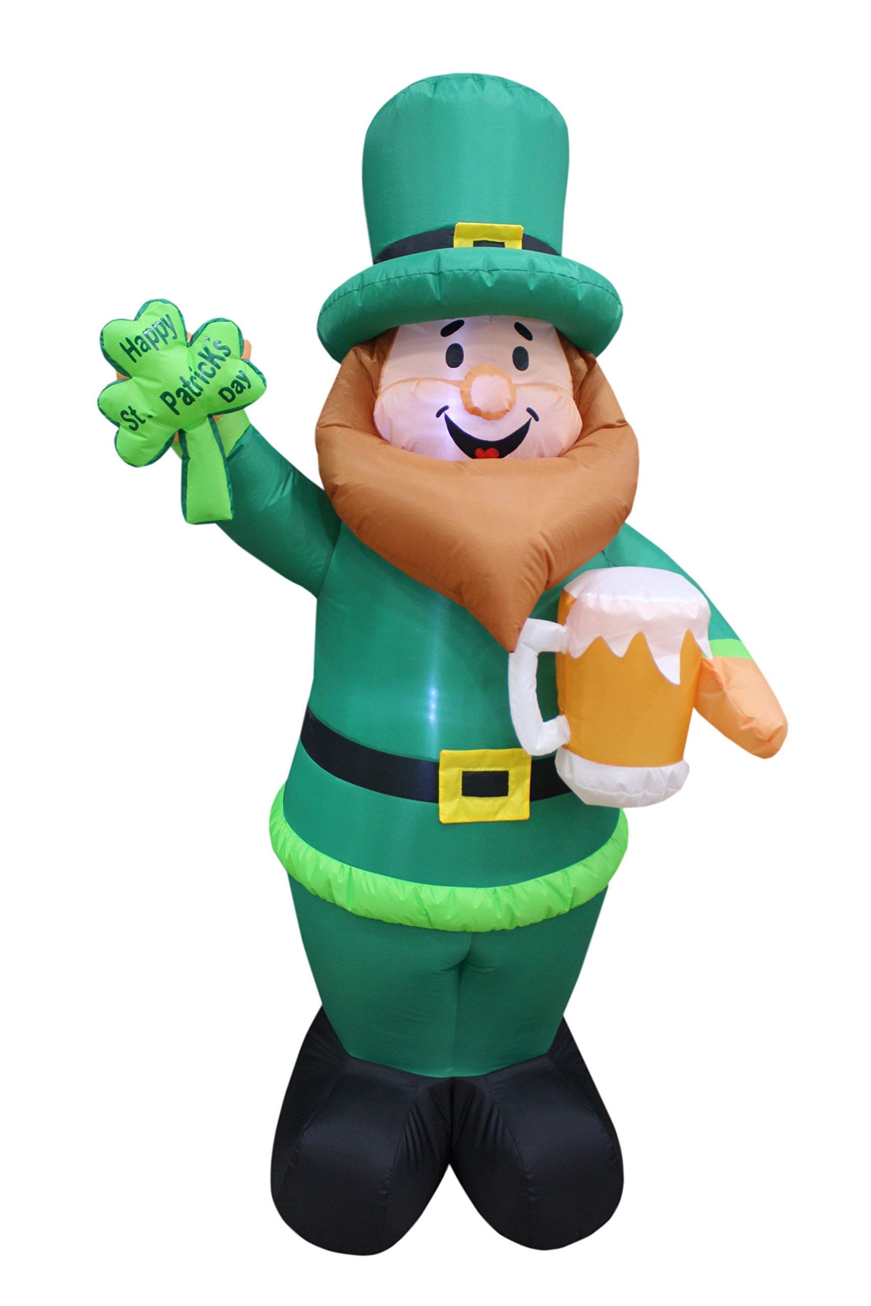 St. Patrick's Day & Easter Party Decorations Bundle - 6ft Inflatable Leprechaun with Shamrock & Beer + 4ft Inflatable Easter Bunny with Wheelbarrow & Eggs - Perfect for Holiday Yard Decorations, Themed Parties & Spring Celebrations