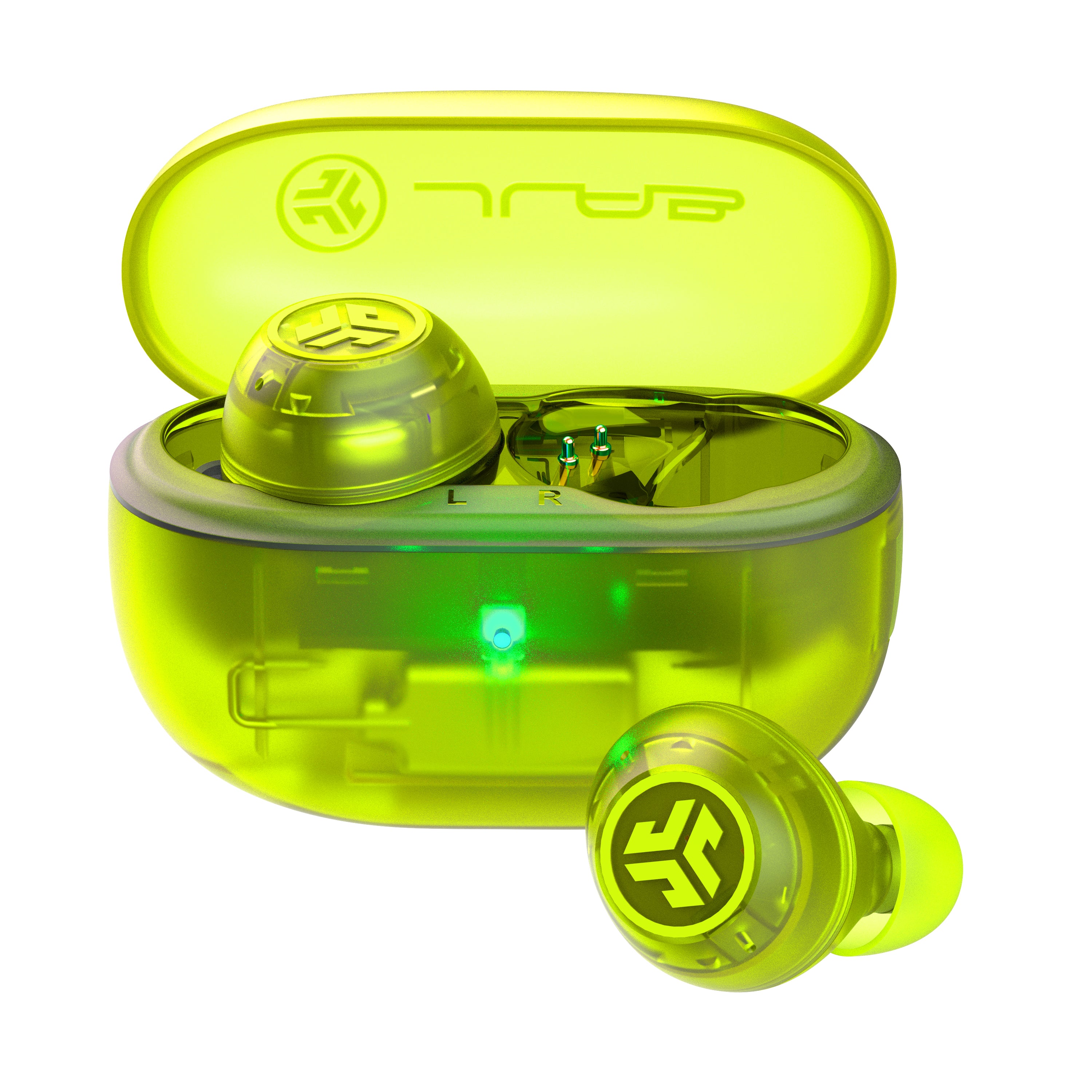 Go Pop ANC True Wireless Earbuds - Bluetooth 5.3, 30H Playtime, IPX5 Waterproof, Transparent Neon Green Design for Gym, Running & Travel