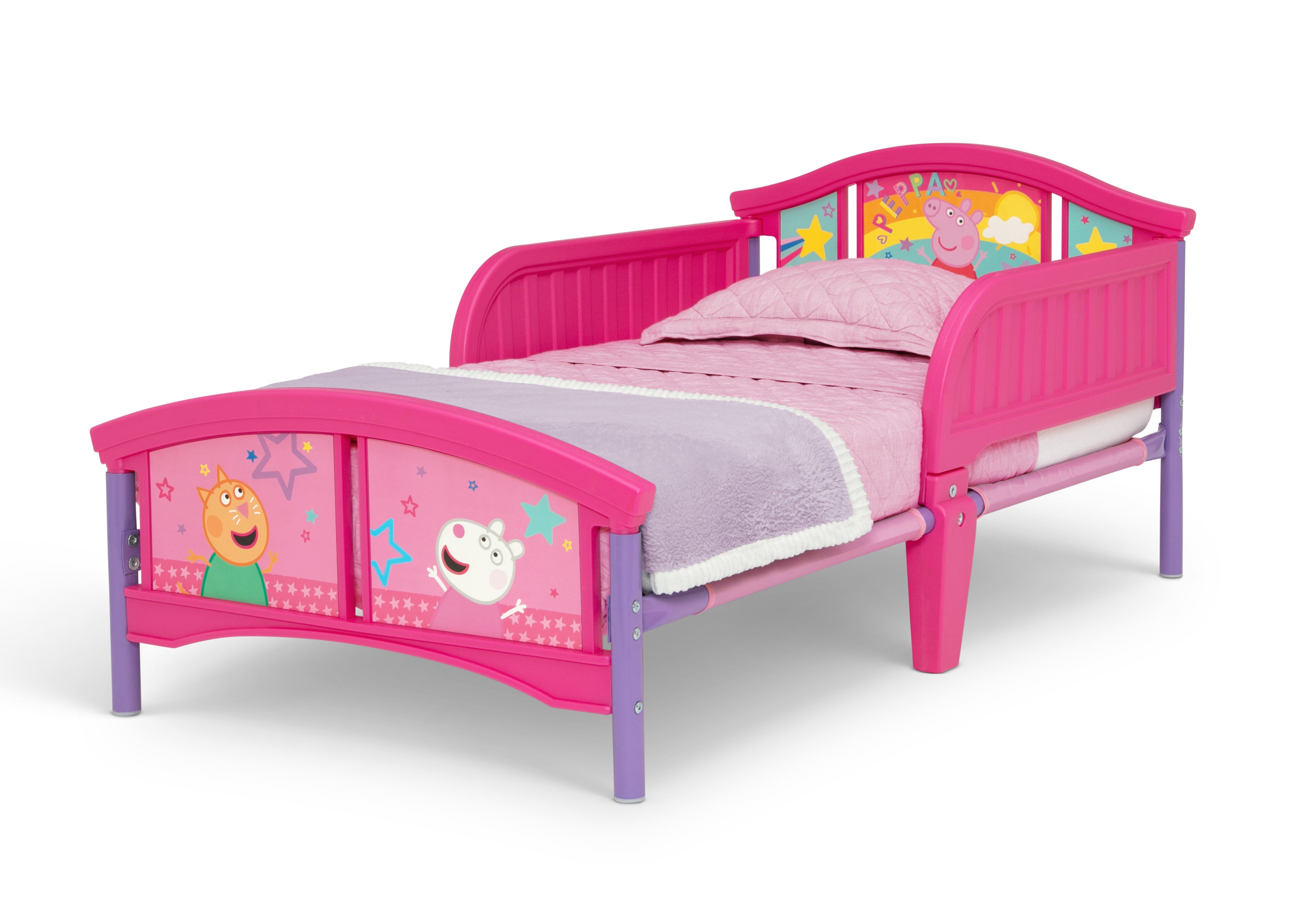 Peppa Pig Big Adventures Plastic Toddler Bed - Kids Bedroom Furniture for Girls & Boys - Perfect for Nursery, Daycare or Playroom