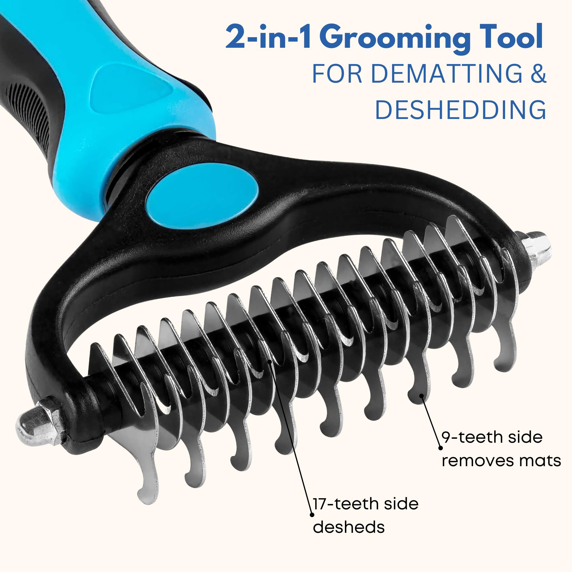 Dematting Tool & Self-Cleaning Slicker Brush for Dogs and Cats - Professional Pet Grooming Kit for Matted Fur Removal & Coat Care - Perfect for Home Grooming, Shedding Control & Daily Brushing